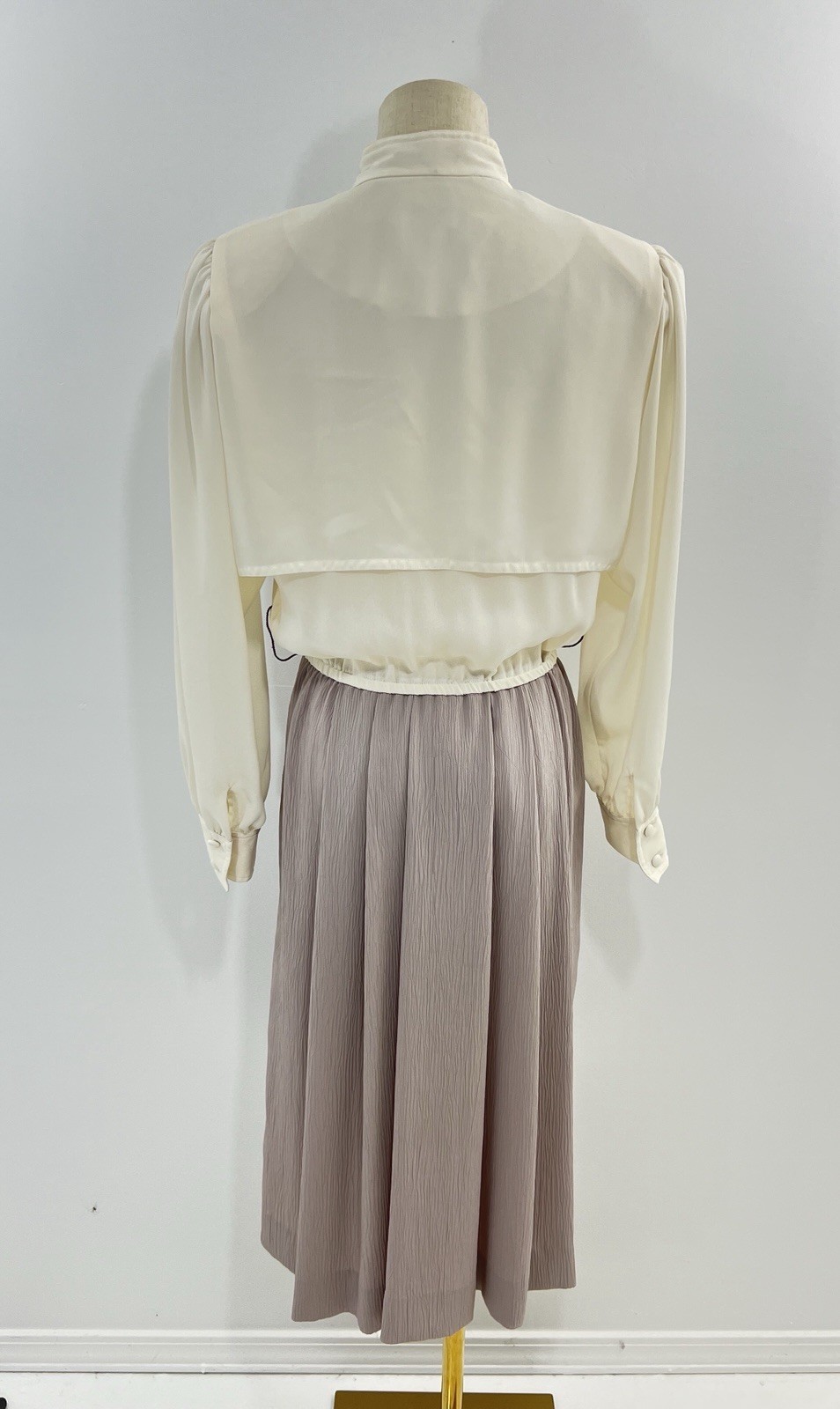 VTG Leslie Fay Dress 80s Secretary Ivory Floral Embroidery 12 Geek Librarian