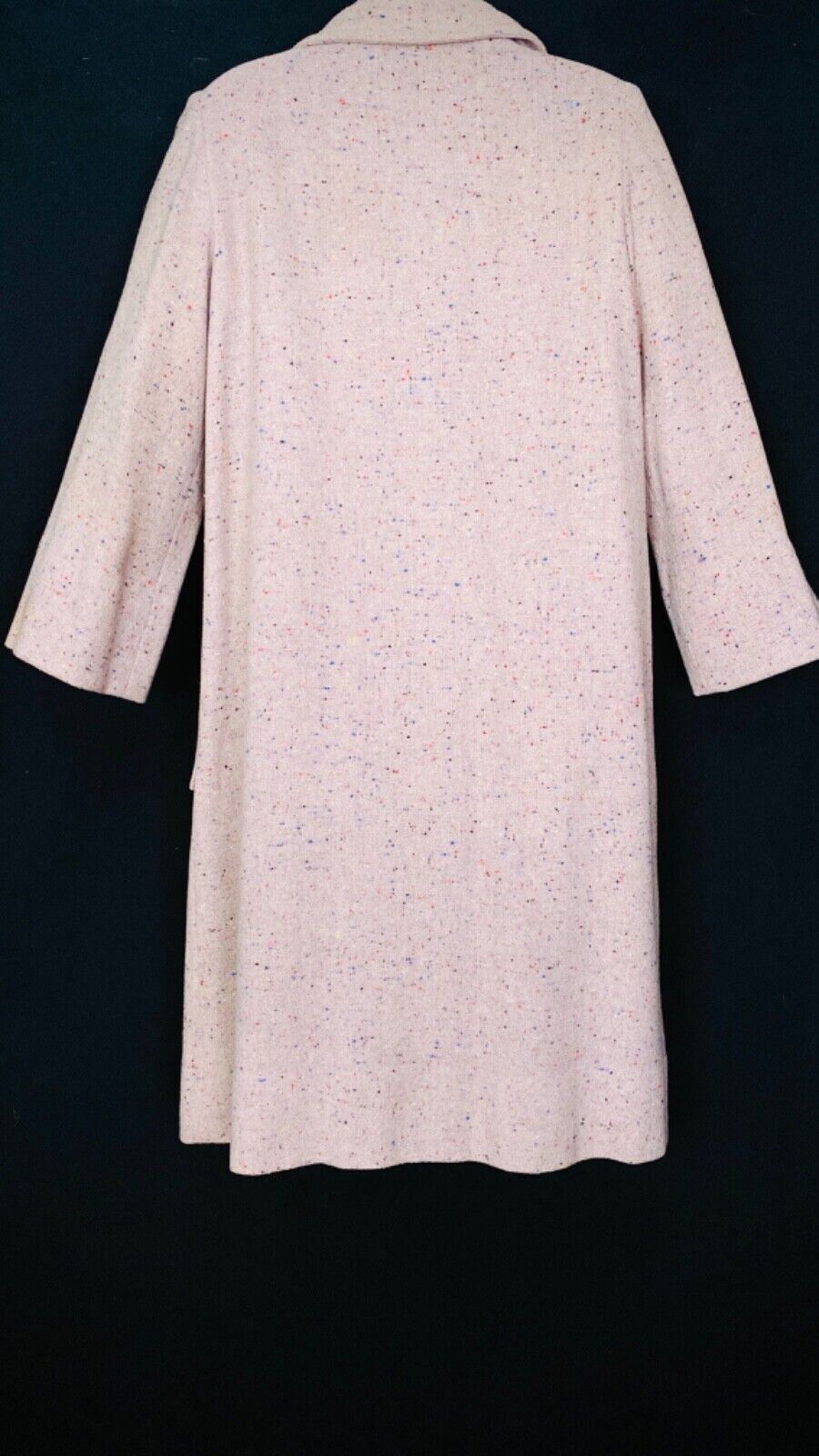 Vintage 1950s mauve wool jacket, long pink rainbow flecked swing coat pin up S