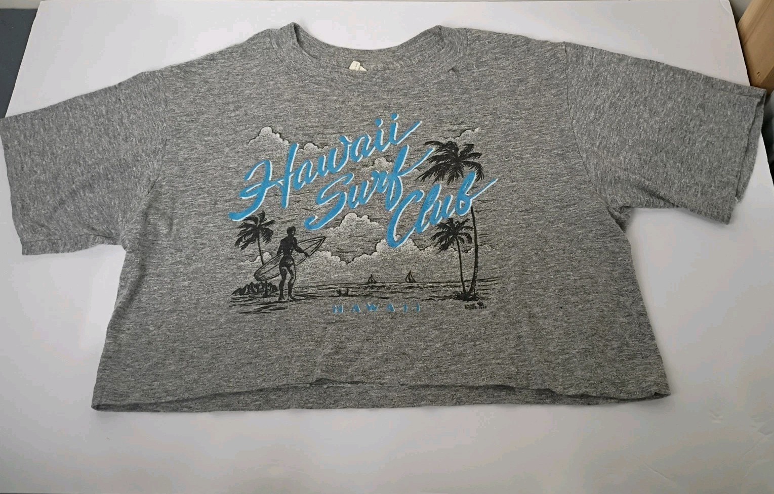 1980 VINTAGE 80s HAWAII VACATION SOUVENIR CROP TOP T-SHIRT SZ L HAWAIIAN SURF