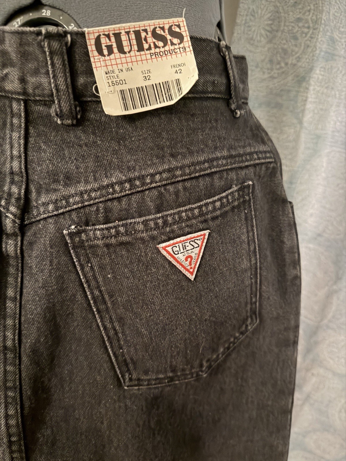 Vintage With Original Tags Georges Marciano For Guess Black Denim Skirt Size 32