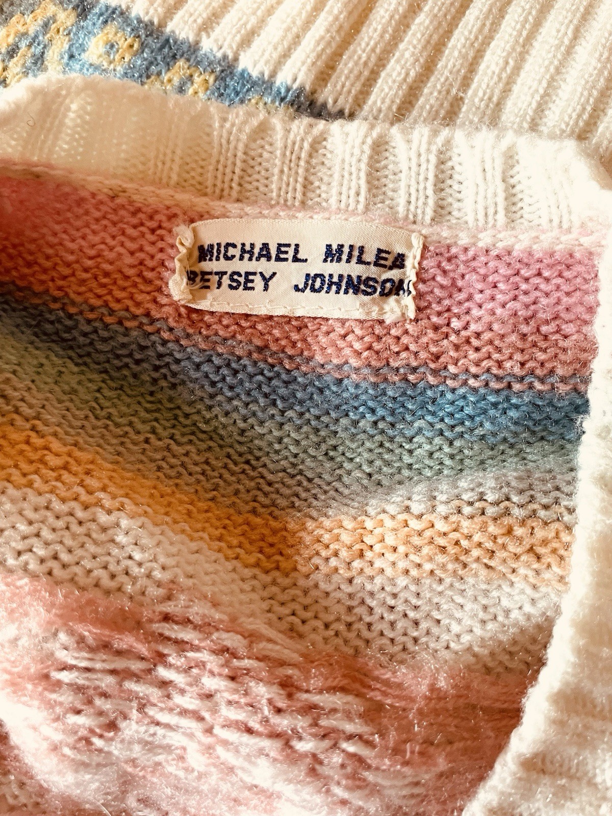 RARE 70s VTG Betsey Johnson Michael Milea Sweater Vest Pastel Kawaii S/M