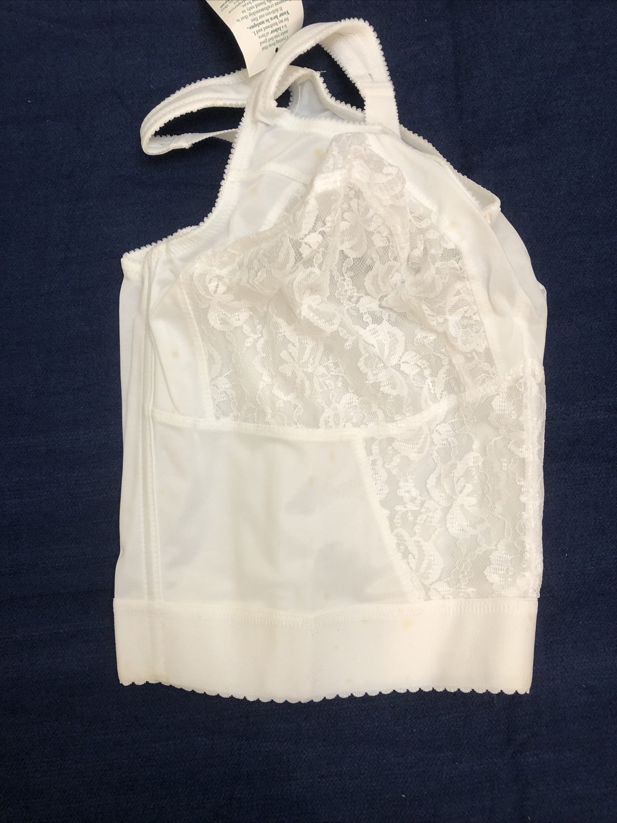 LONG LINE BRA VINTAGE LINGERIE 50D STRETCH BRA Pin Up White New With Tags
