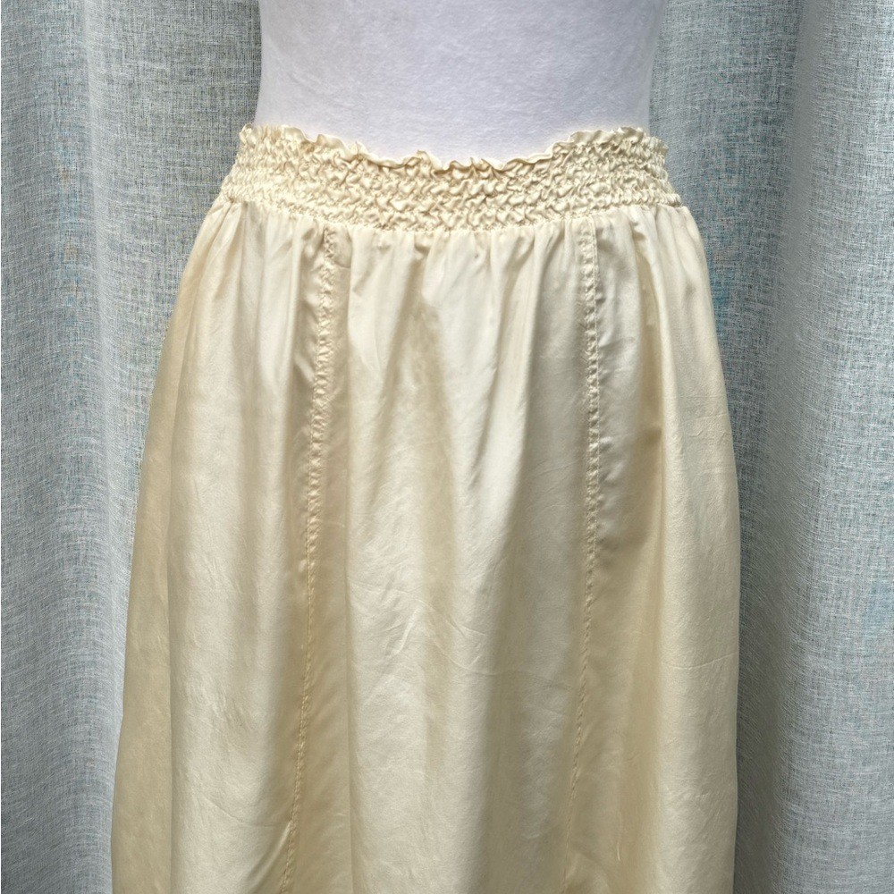 Hana Sung vintage ivory midi silk skirt elastic waist