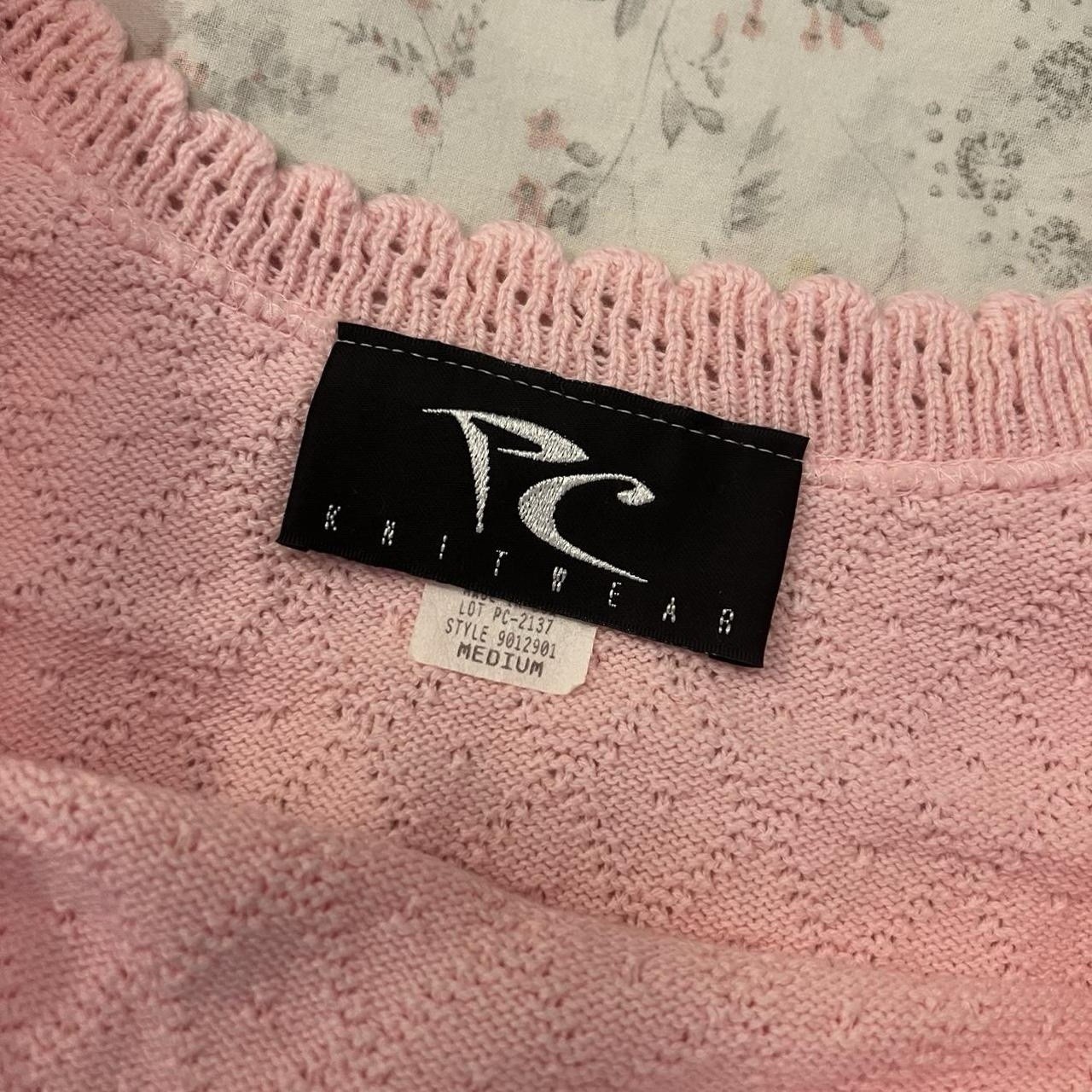 Vintage 90s Pc Knitwear Tank Top Pontielle Cotton Pink Cropped Knit Made in USA