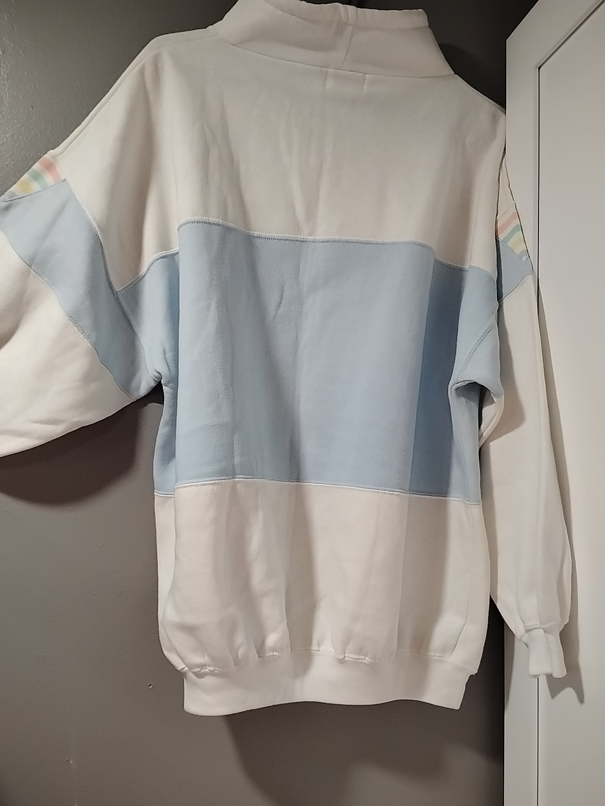 Vintage Sweatshirt Pastel Block Pullover Turtleneck Large Energies Bi Currants