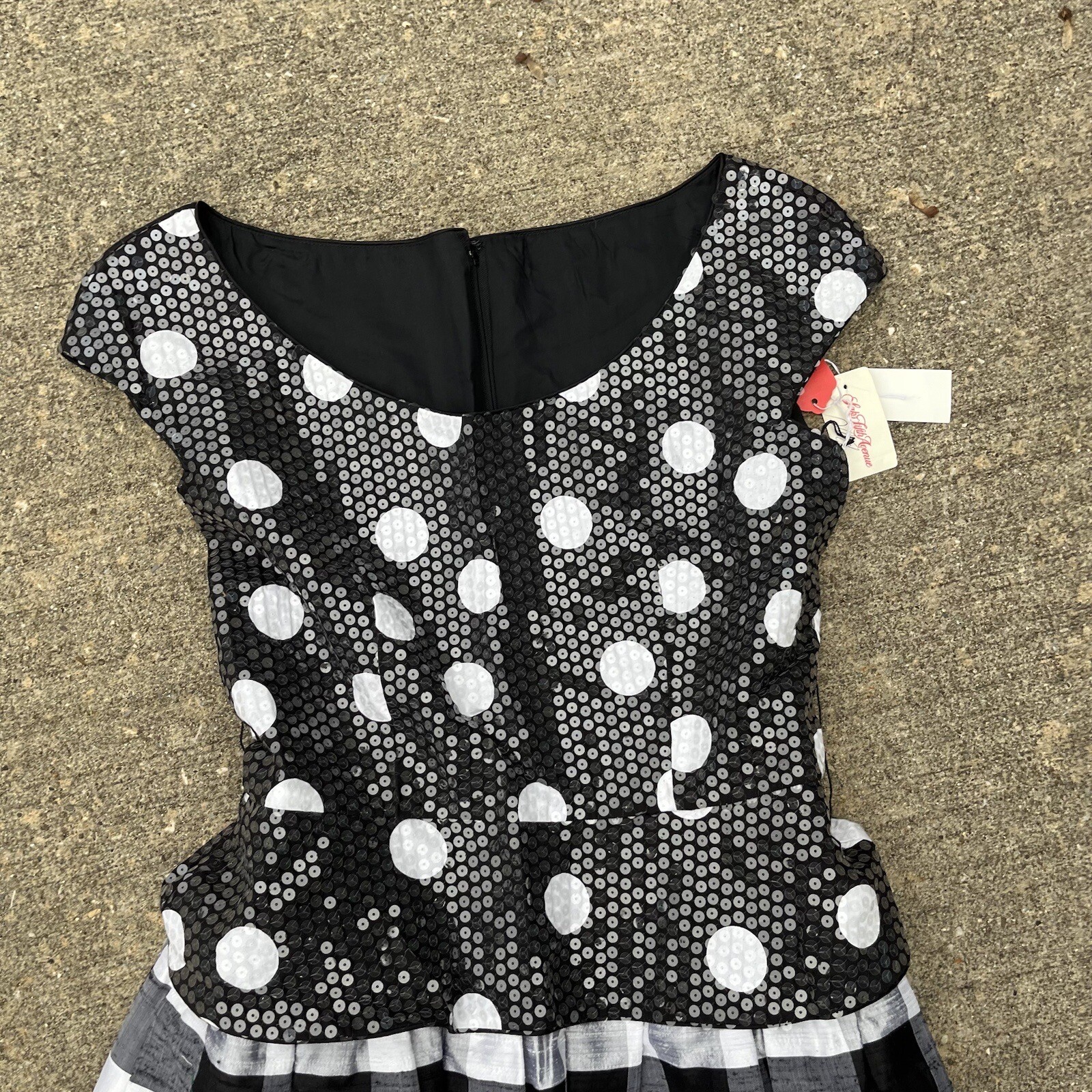 VTG NOS William Pearson Designer Saks Fifth Dress Black White Sequin Plaid Sz 14