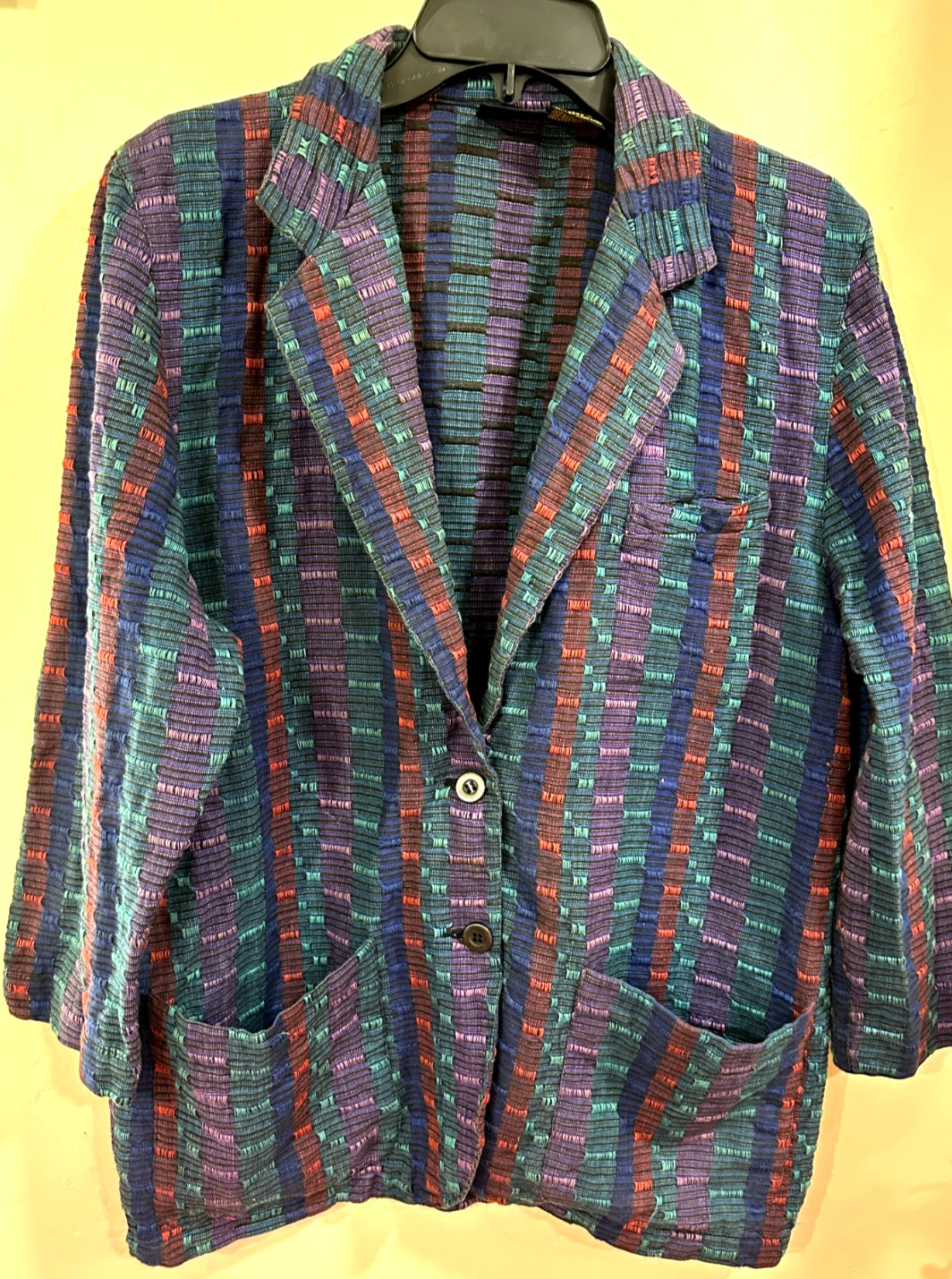 Liz Claiborne Tweedish Blazer Rainbow Size 8 Vintage 1980s Lizsport Button Front