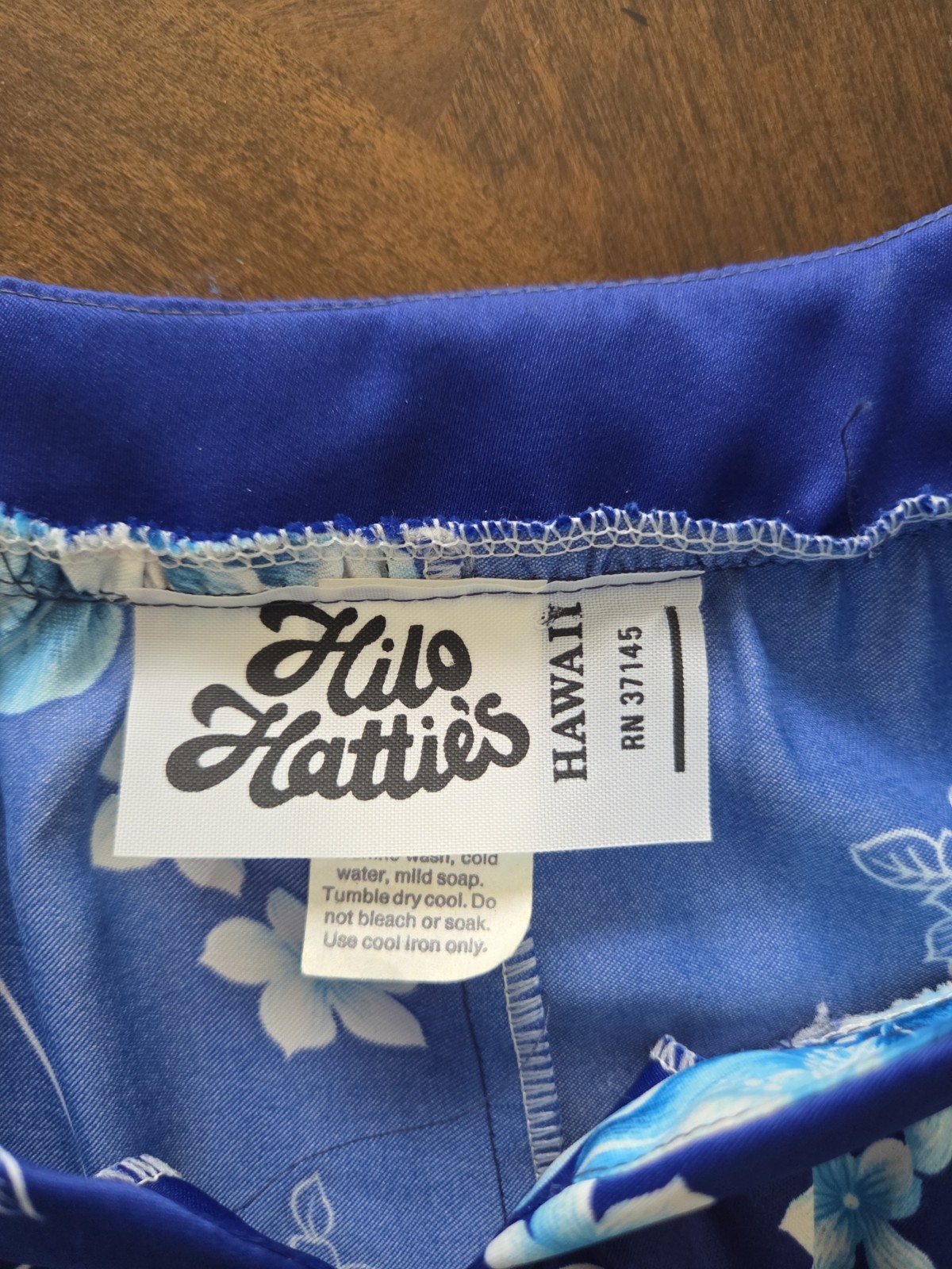 Hilo Hattie Vintage Medium Blue Floral Maxi Dress Hawaiian Polyester Flow Cruise