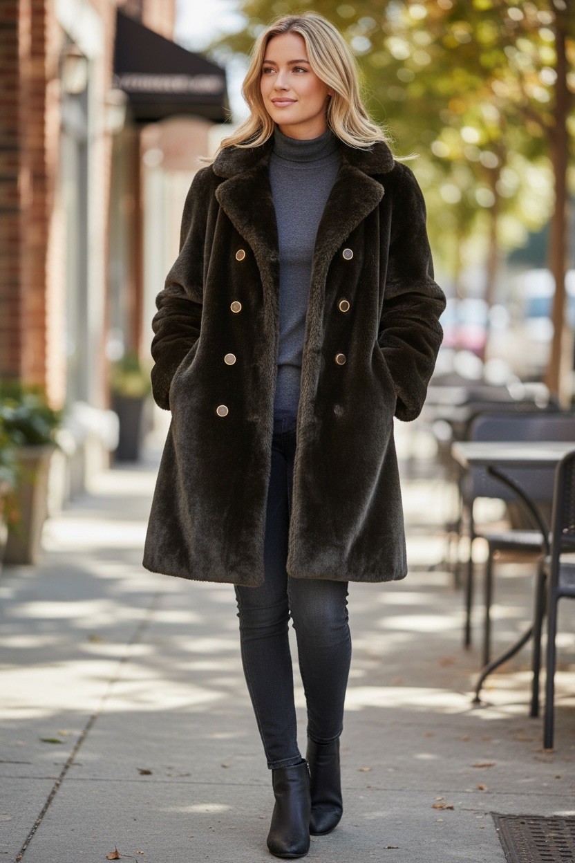 Antique Borgana Faux Fur Brown Coat Size M Mob Wife!