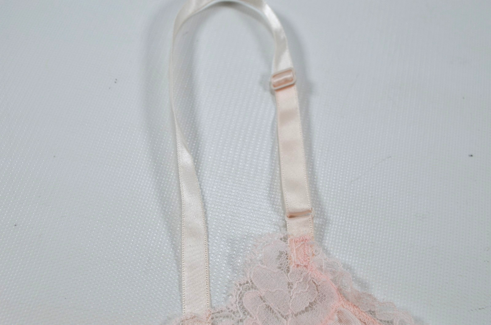 Vintage Teddy Pink Lace Ruffle Sheer Antron III Nylon One Piece Lingerie Size M