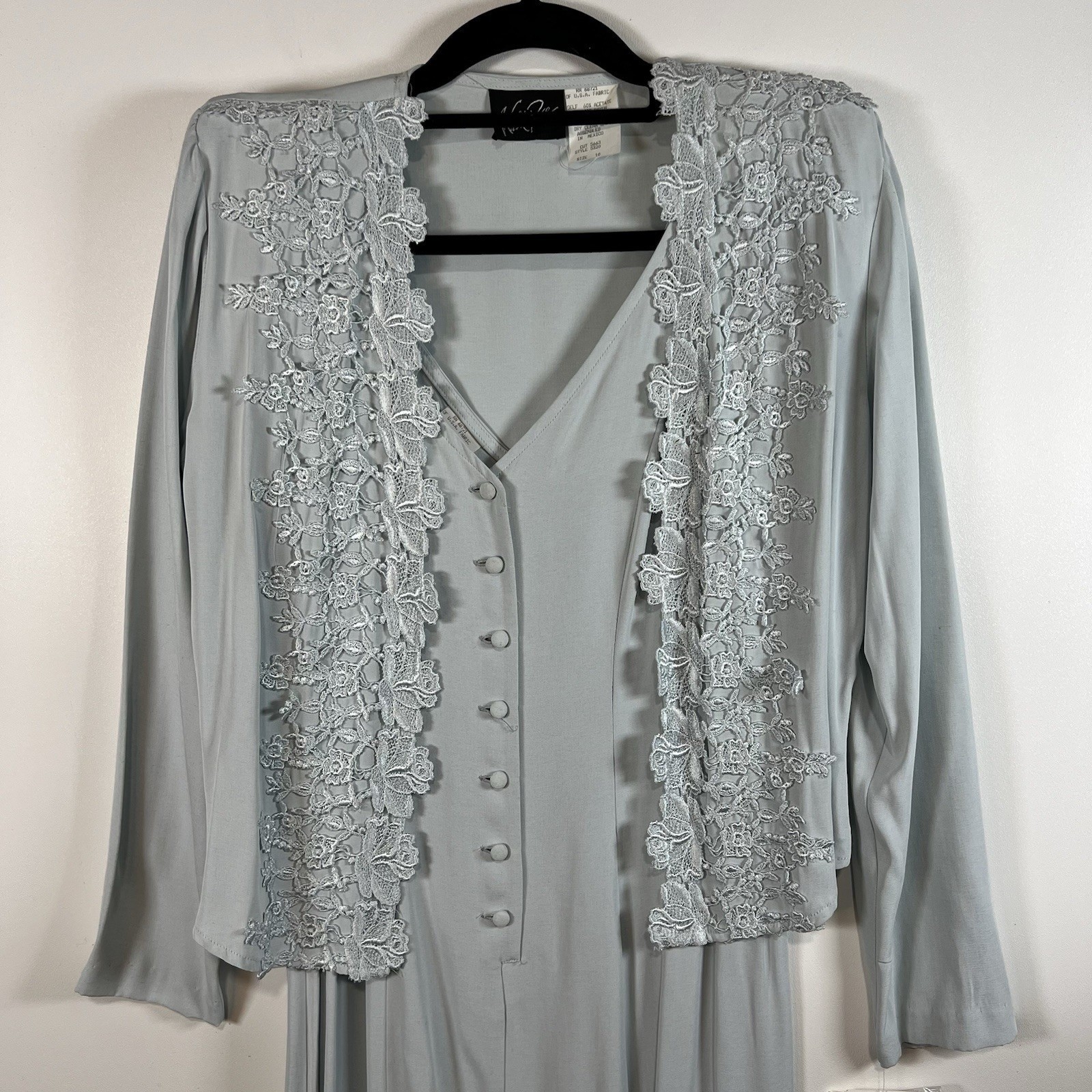 Vintage 90s Wild Rose Blue Lace Button Tea Cottage Core Prairie Dress 10 NWT