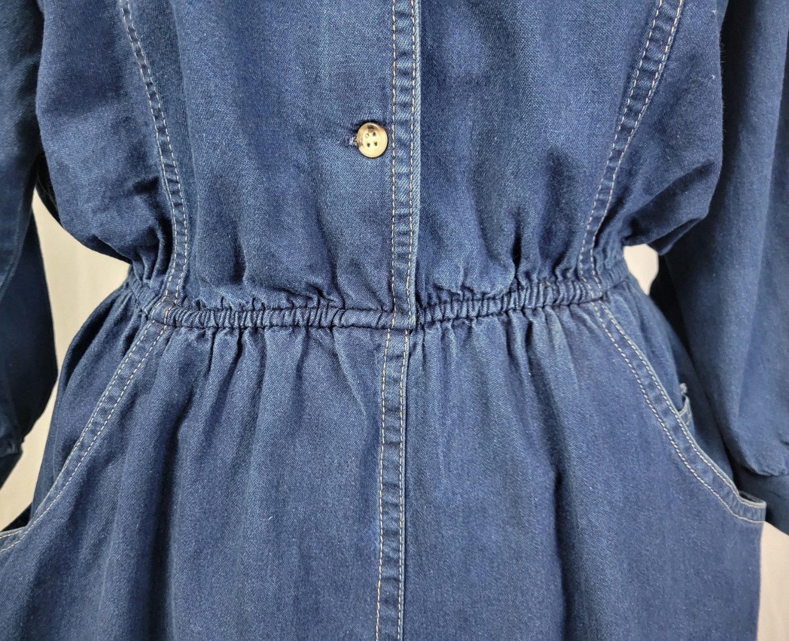 Vintage Kay Brandon for H & A Denim Shirt Dress w Elastic Waist Size M/L?