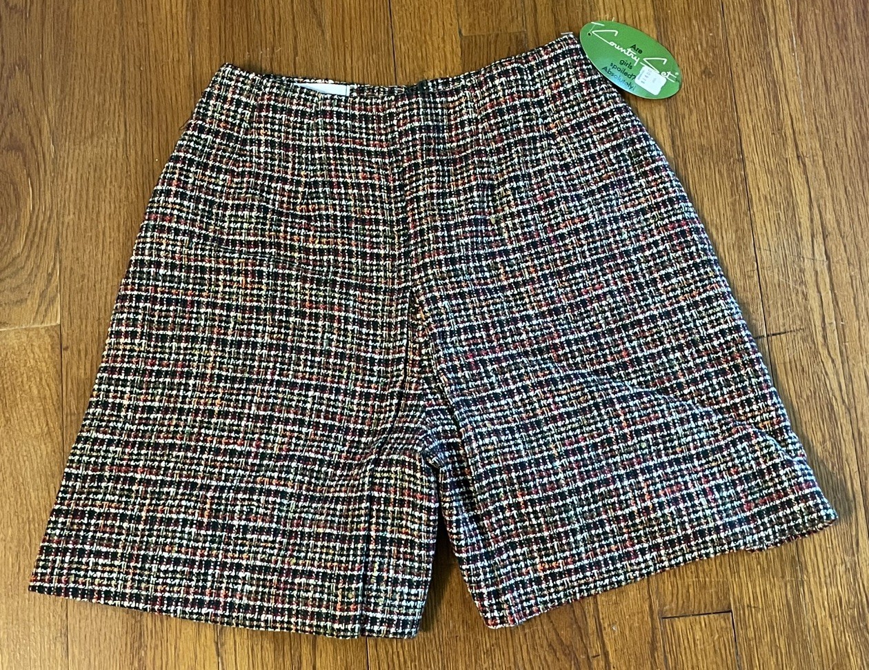 NWT Vintage 60s High Waist Wool Blend Tweed Shorts Preppy Old Money Country Club