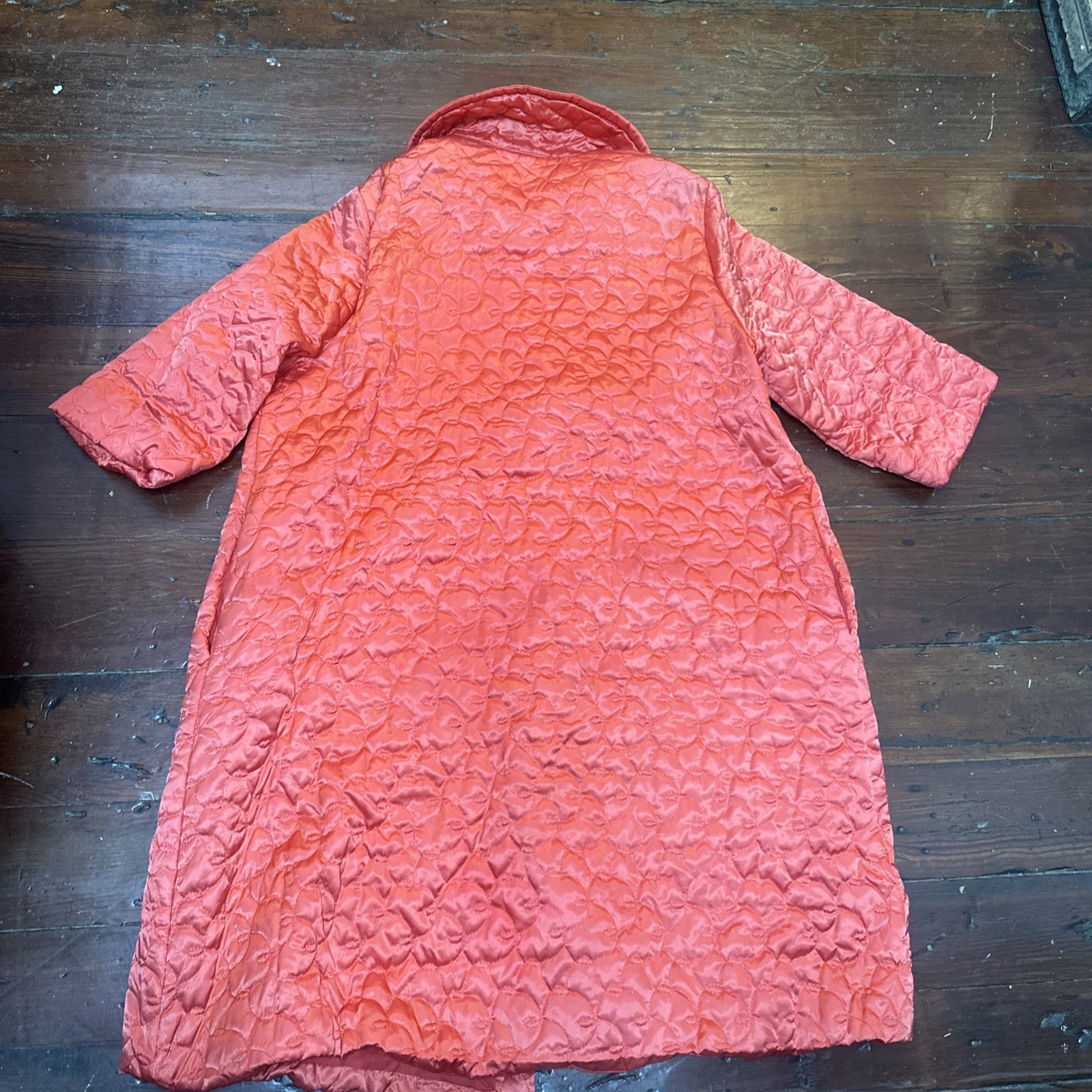 Vintage Satin like Dressing Gown Coral 1960’s Gaymode Penneys Loungewear Robe L