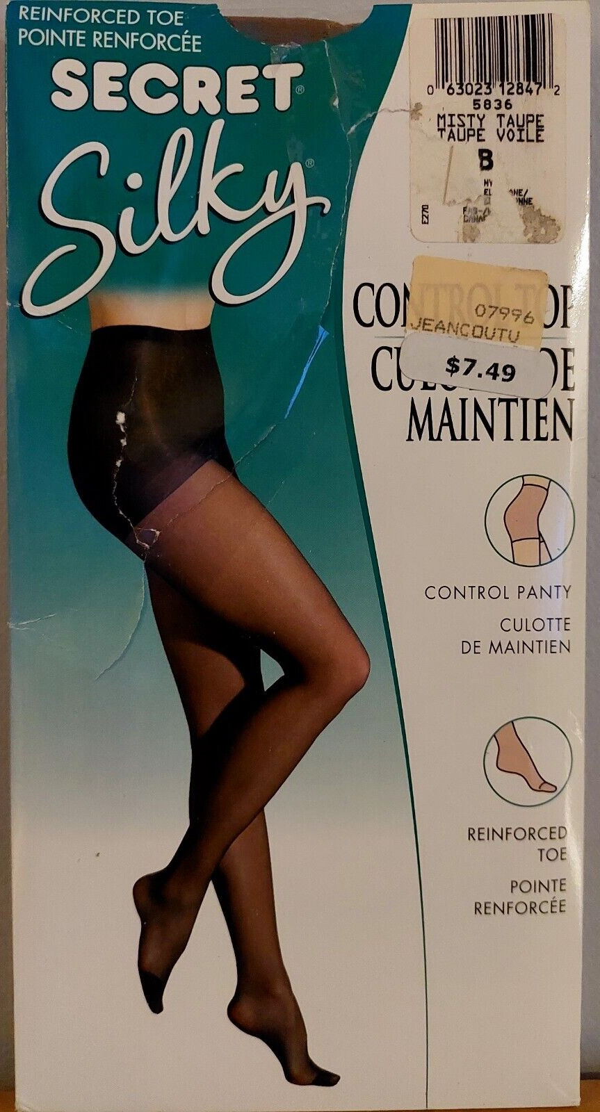 Vintage Pantyhose Secret Silky Control Top Color Misty Taupe Size B BDR4