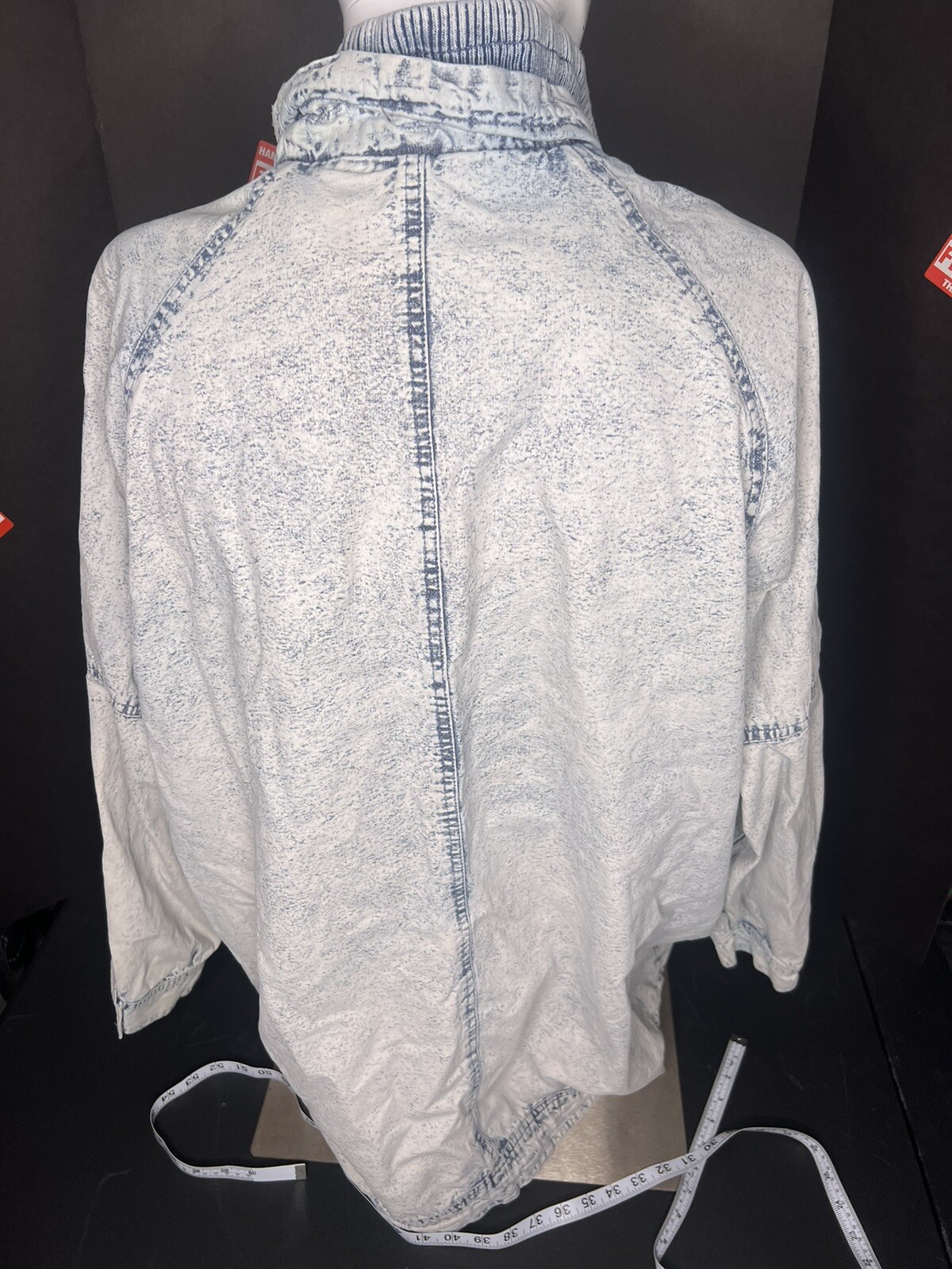 Vtg East West Coat Jacket Womens Lrg. Denim Stone Acid Wash 80’s Streetwear Y2K