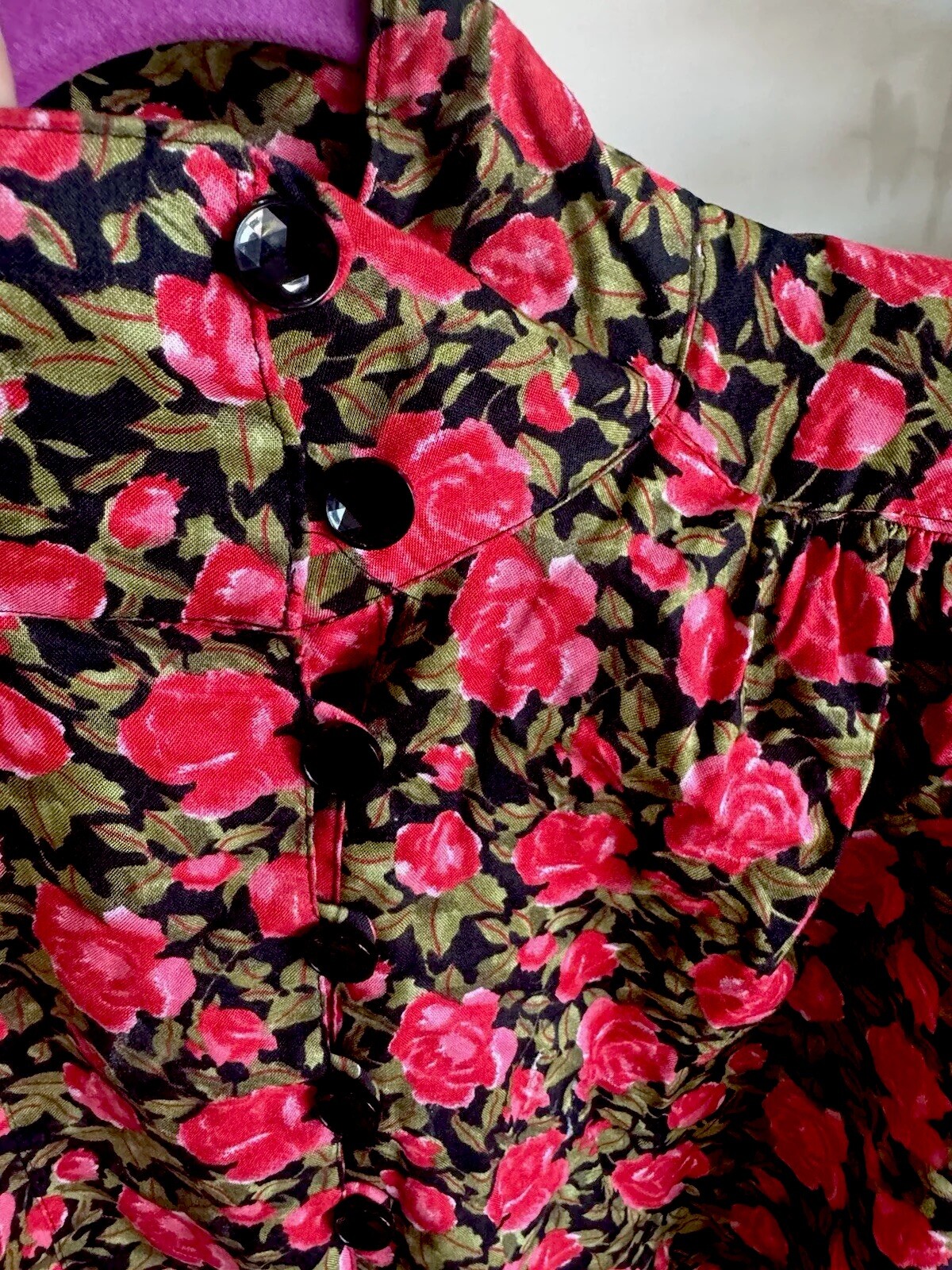Vintage 80s Red Green Floral Grunge Boho Maxi Casual MORE JAZZ Dress Size 24