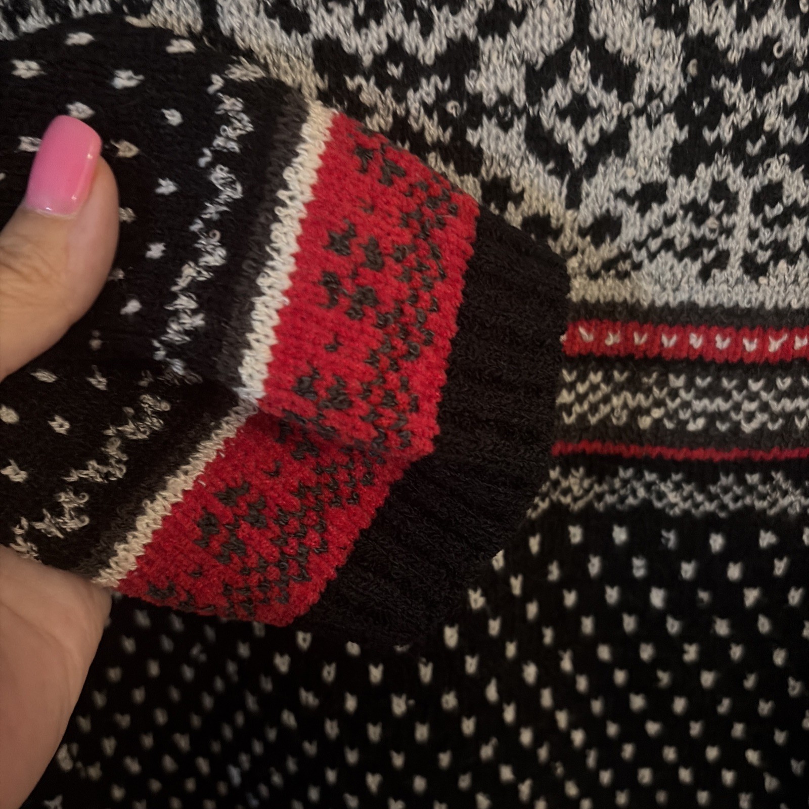 Vintage Claudia D Red Fair Isle Roll Neck Nordic Knit 90s Ski Pullover Large
