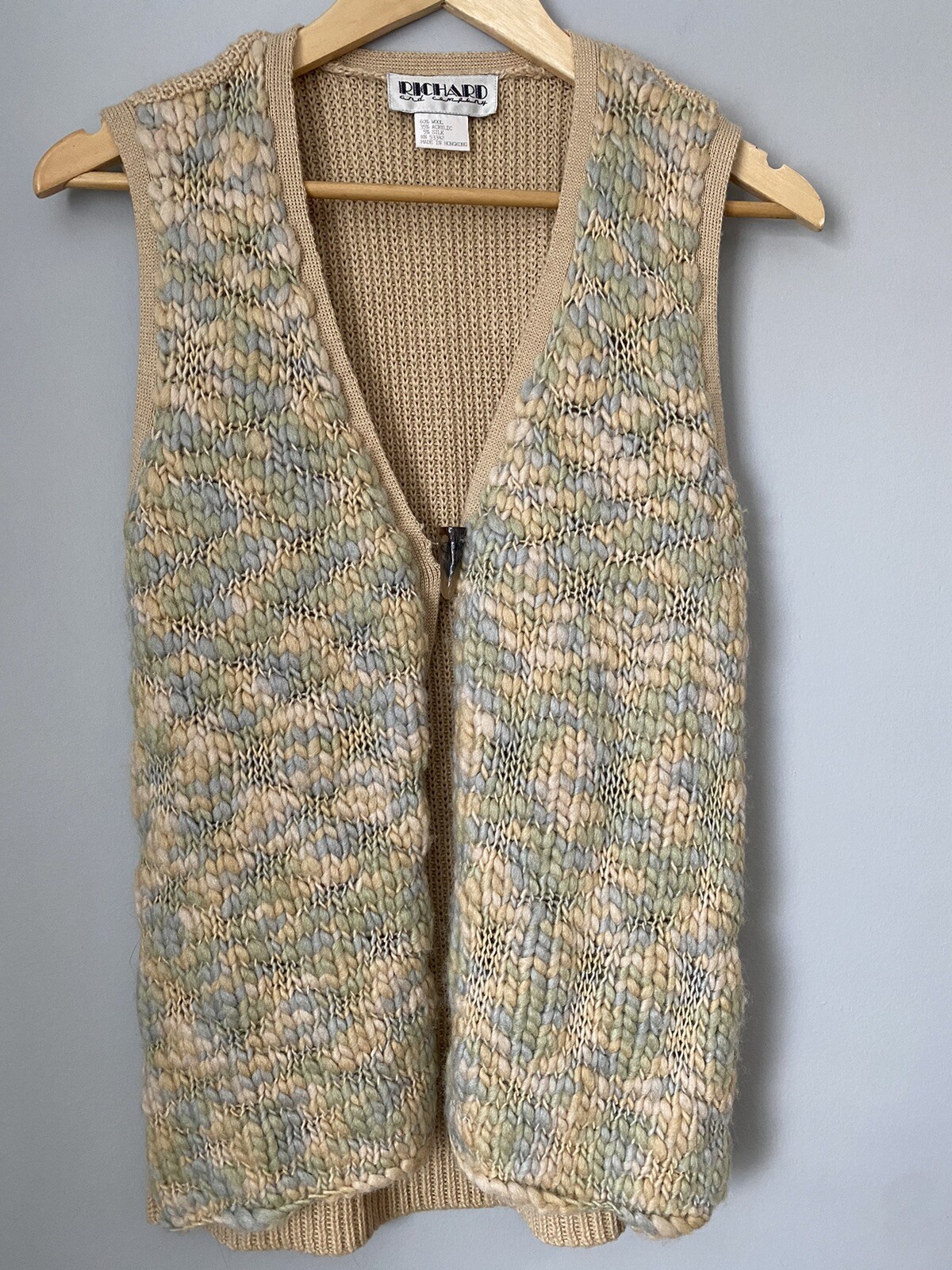 Richard and Company Wool Silk Blend Single Button Front Vest M Vintage Hong Kong