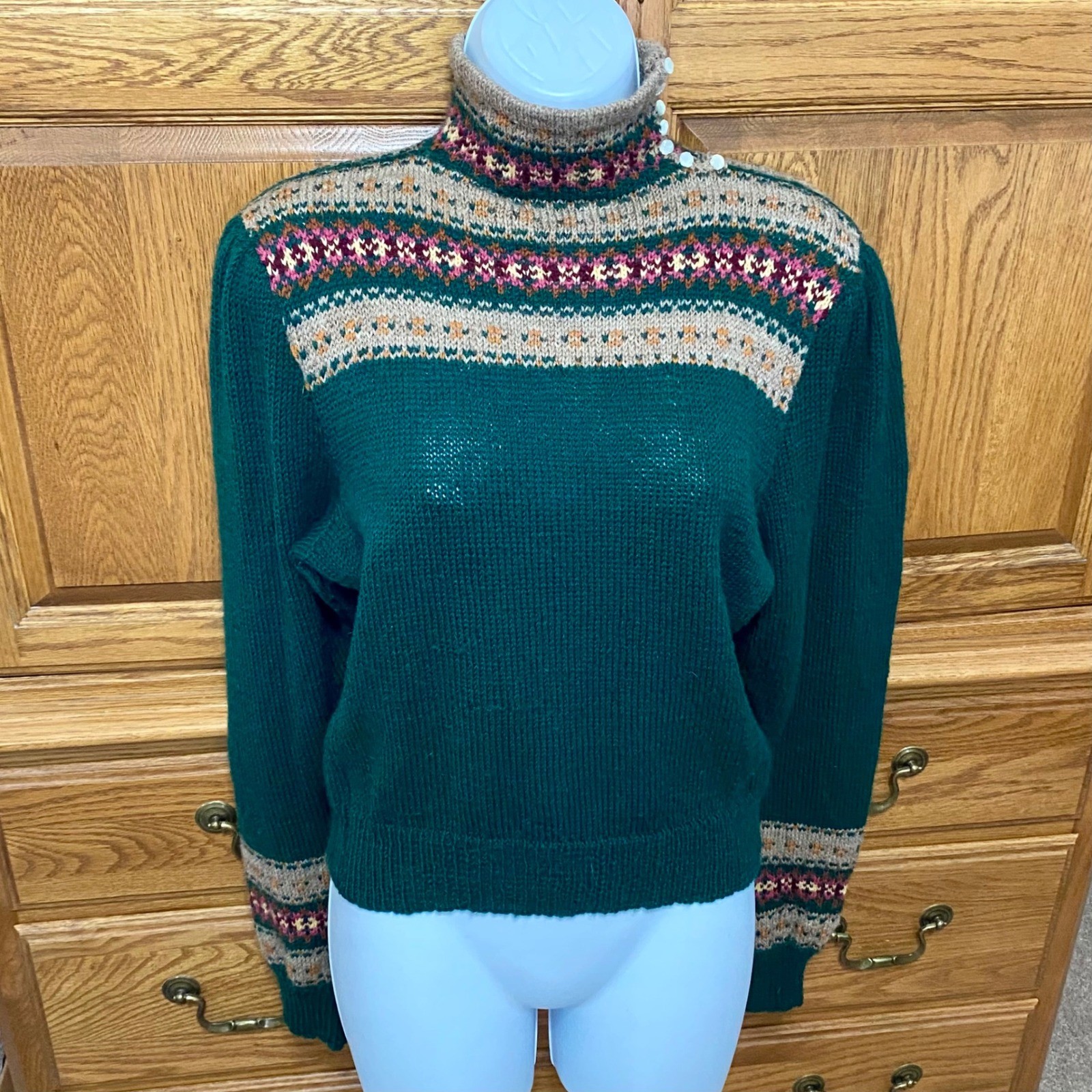 Ralph Lauren 80s VTG Hand Knit Great Britain 100% Wool Fair Isle Sweater M RARE