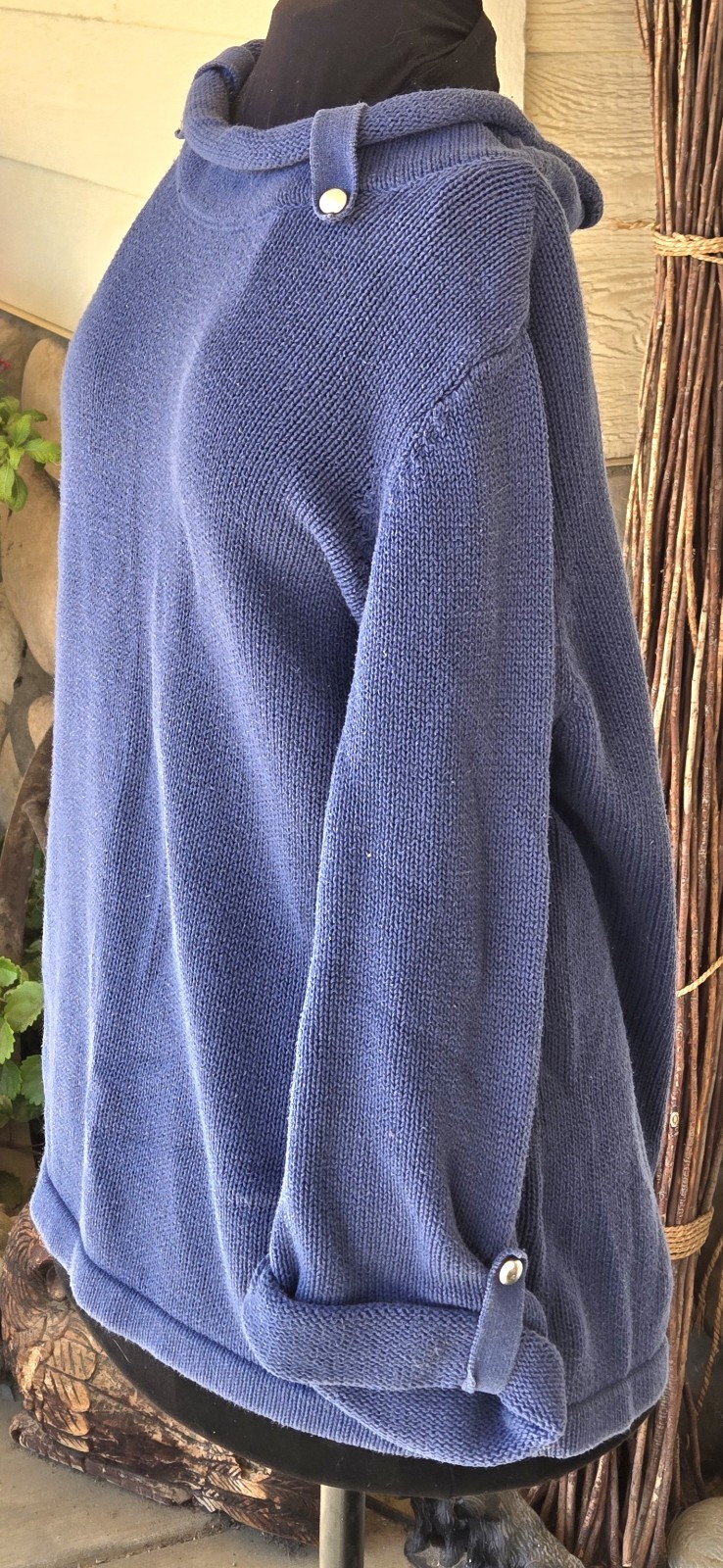 2000s CJ BANKS Periwinkle Sweater With Mock Neck Button Details Size 1X