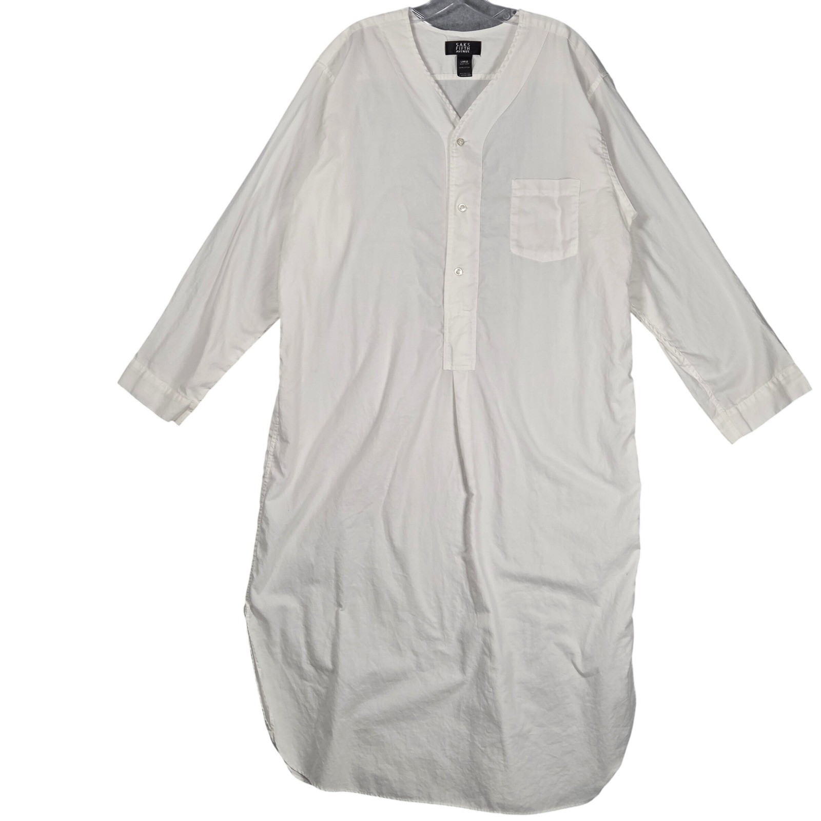 Saks Fifth Avenue Adult Large Vintage Night Shirt Nightgown White Made USA