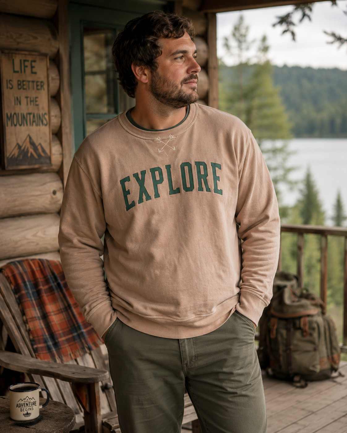 KJP Arrow Knit Crew Explore Sweatshirt Men’s Large 100% Cotton New England USA