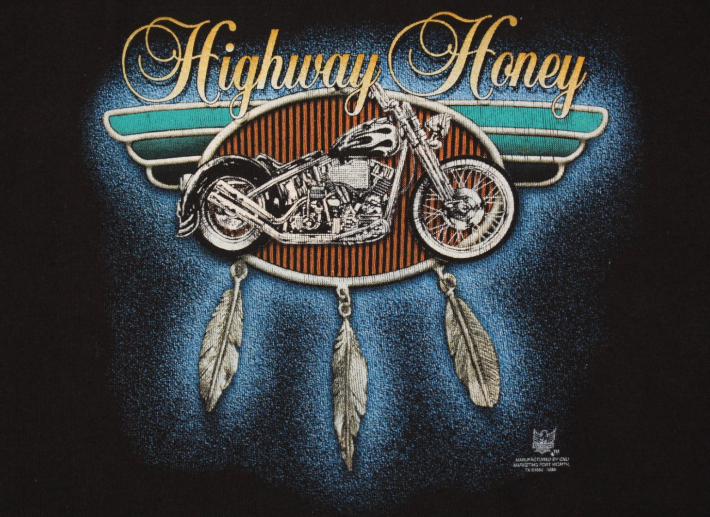 VTG Womens 90s Biker 3D Emblem Lace Trim Tank Top TShirt XL Harley Highway Honey
