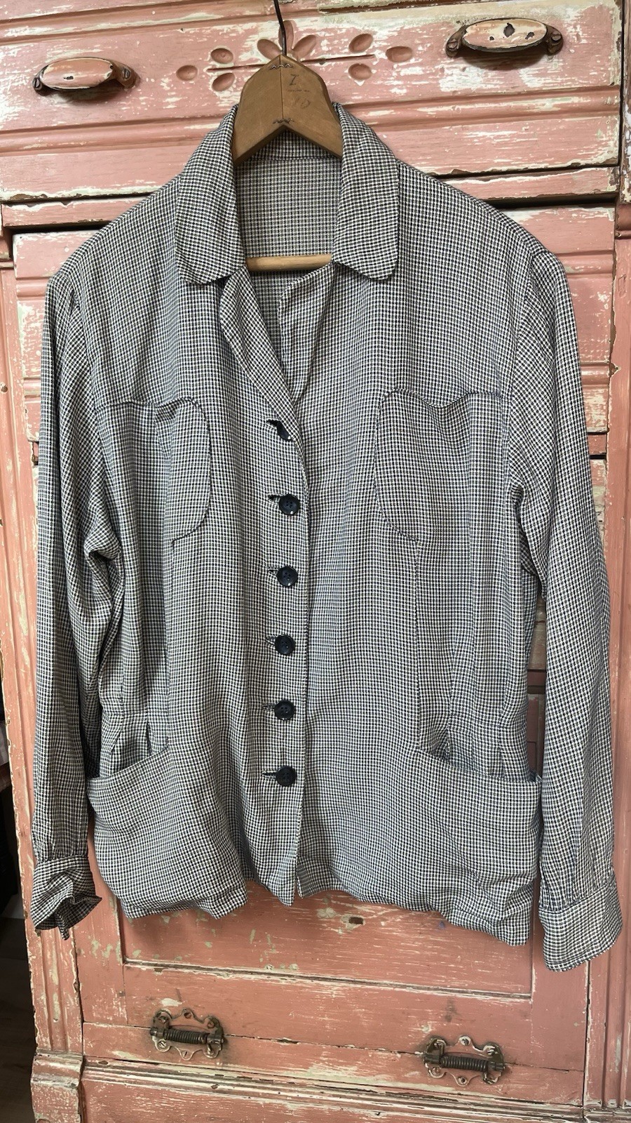 Vintage Antique 40s Art Deco Kirkland Hall Live Saver Suit Jacket Blouse Top M