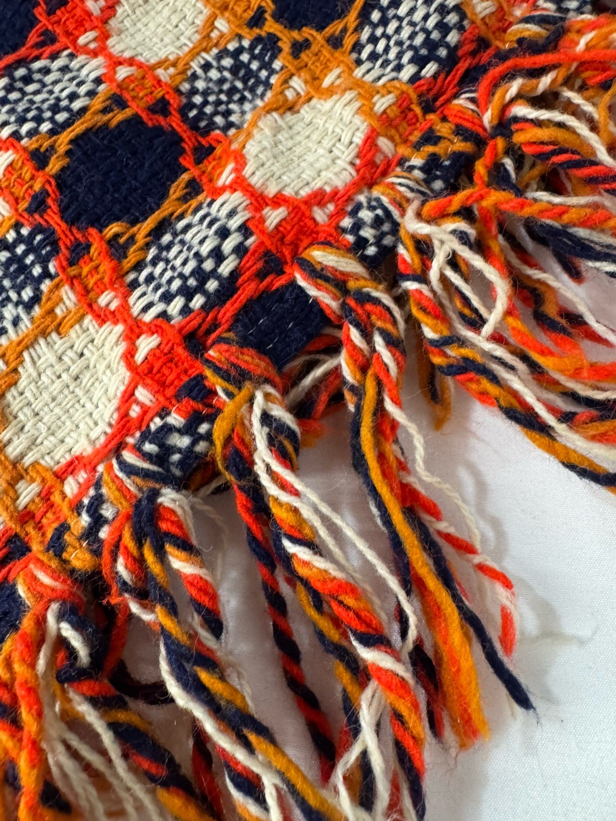 Vintage 1970s Crochet Poncho Colorful Cottage Core Granny Boho Fringe One Size
