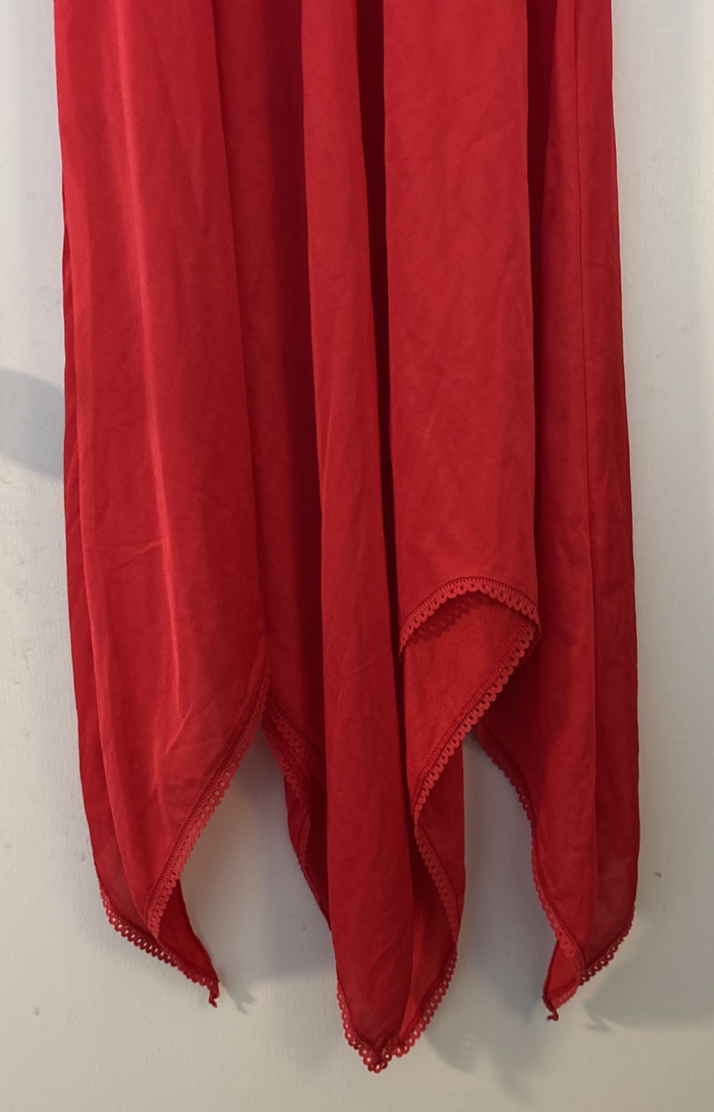 Vtg Lady Cameo Dallas Sexy Red Long Sheer Panel Silky Nightgown Gown Sz M USA