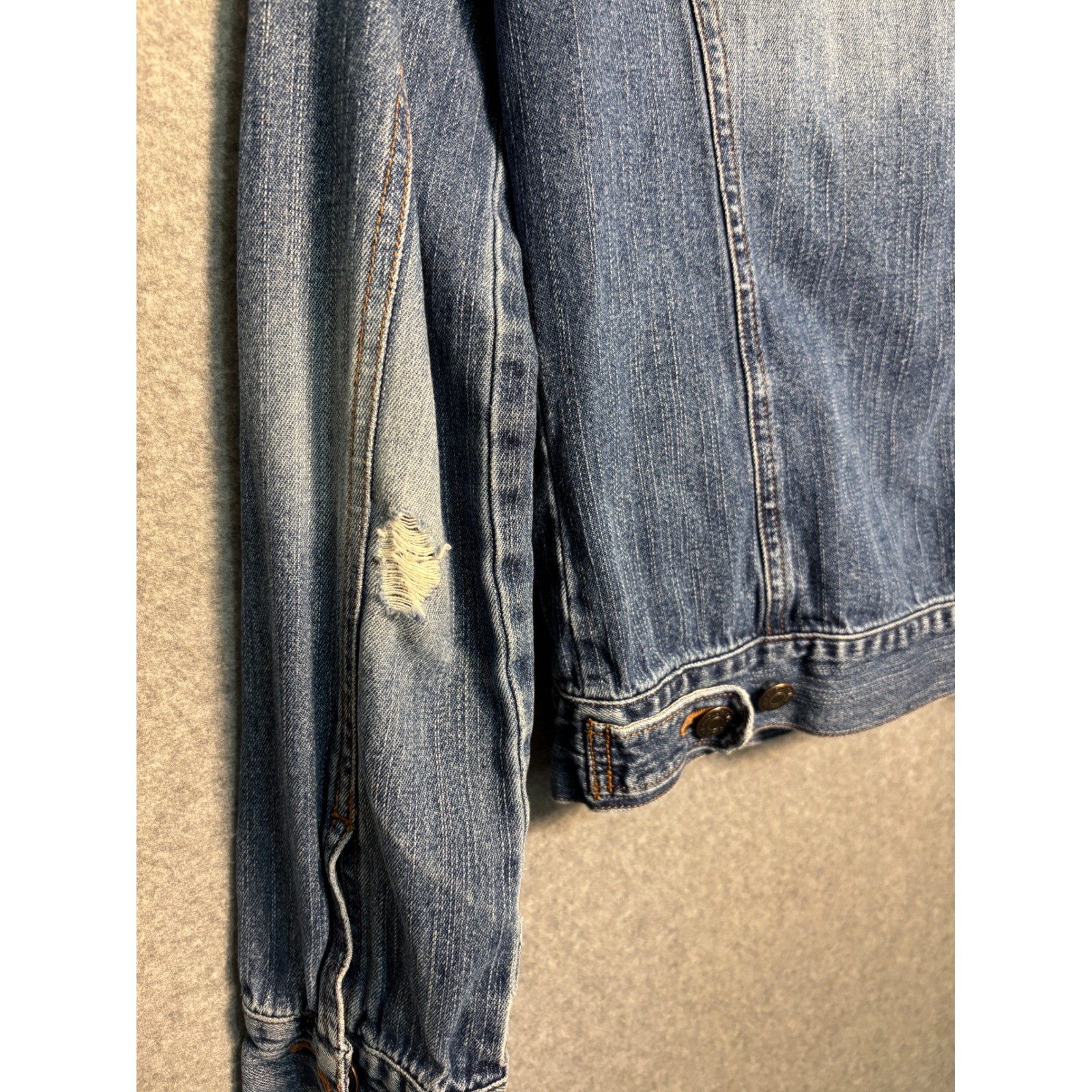 Hollister Y2K Denim Jacket XS Distressed Trucker Vintage 2000s Coquette Women
