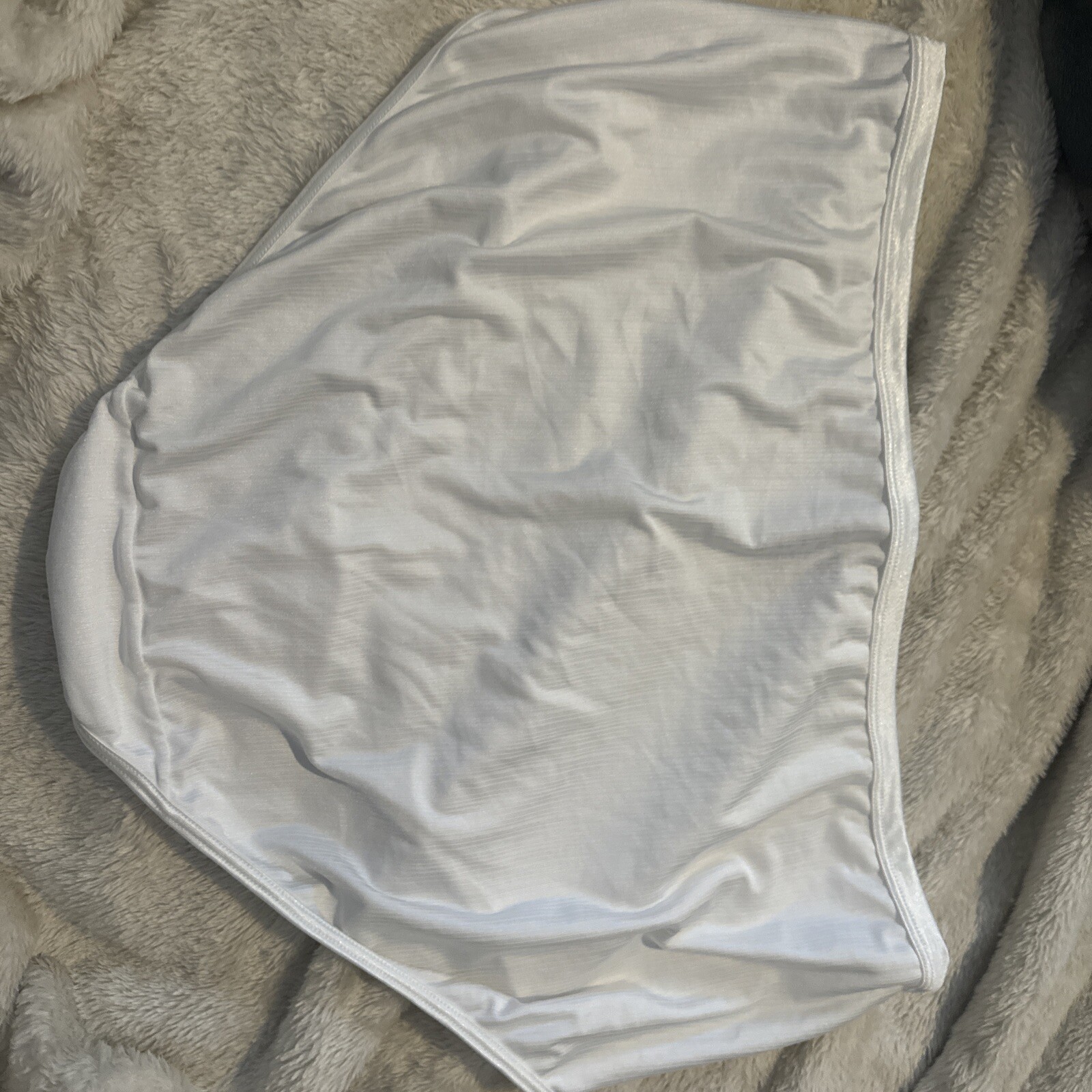 Vintage VANITY FAIR Brief PANTY WHITE Satin NYLON Stretch Second Skin 10/ 3XL