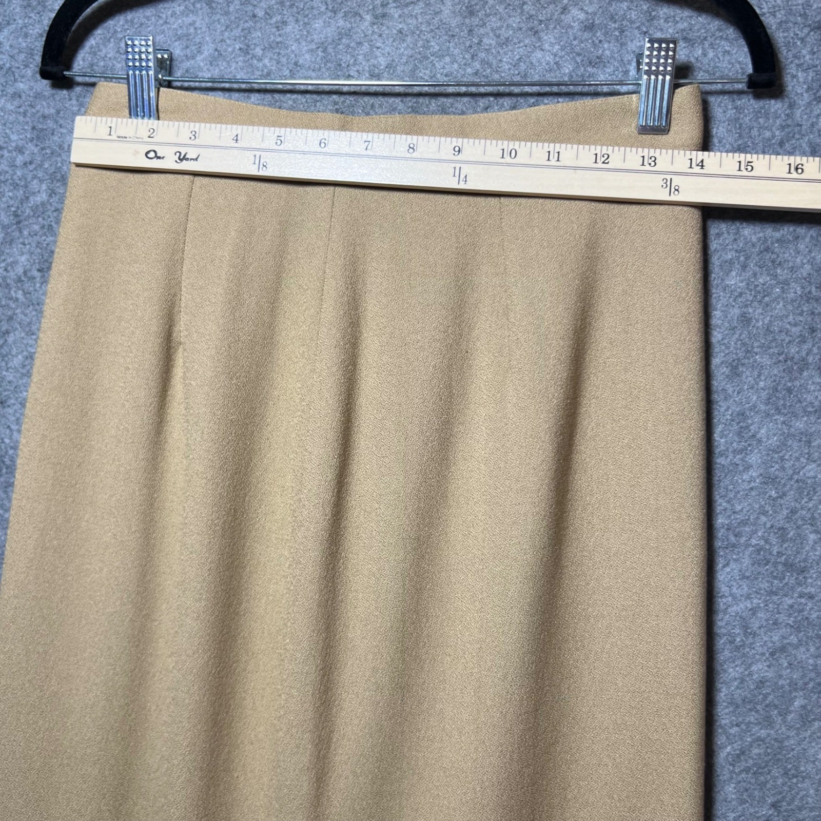 Vintage 90s 3 Piece Suit Set 9/10 Camel Tan Wool Blend Blazer Pant Skirt Lined