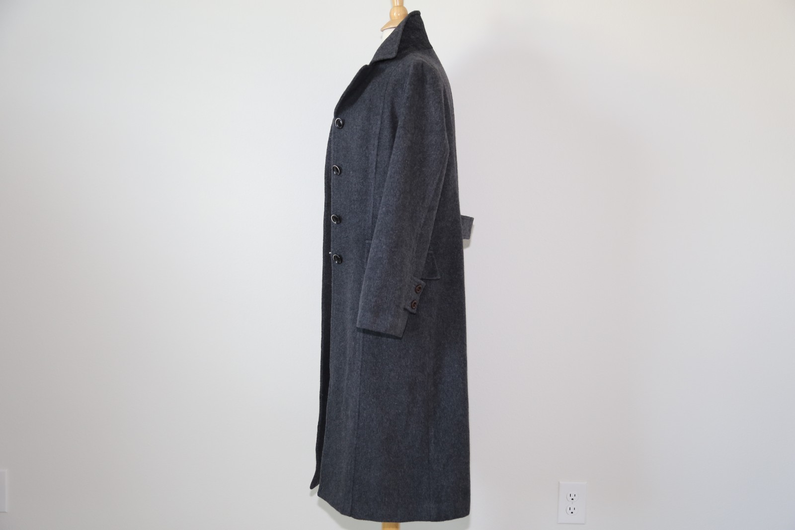 Authentic SELFISH POT vintage long wool coat Classic EUC Gray