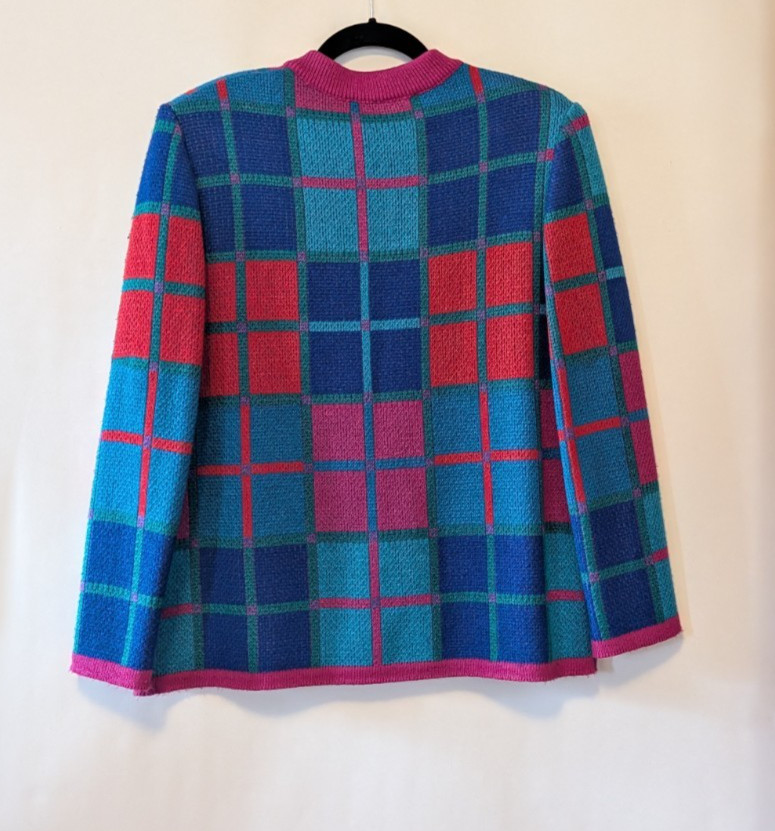 Vtg 80s Castlebrook Plaid Cardigan Sweater Size 12 Grandmacore Maximalism