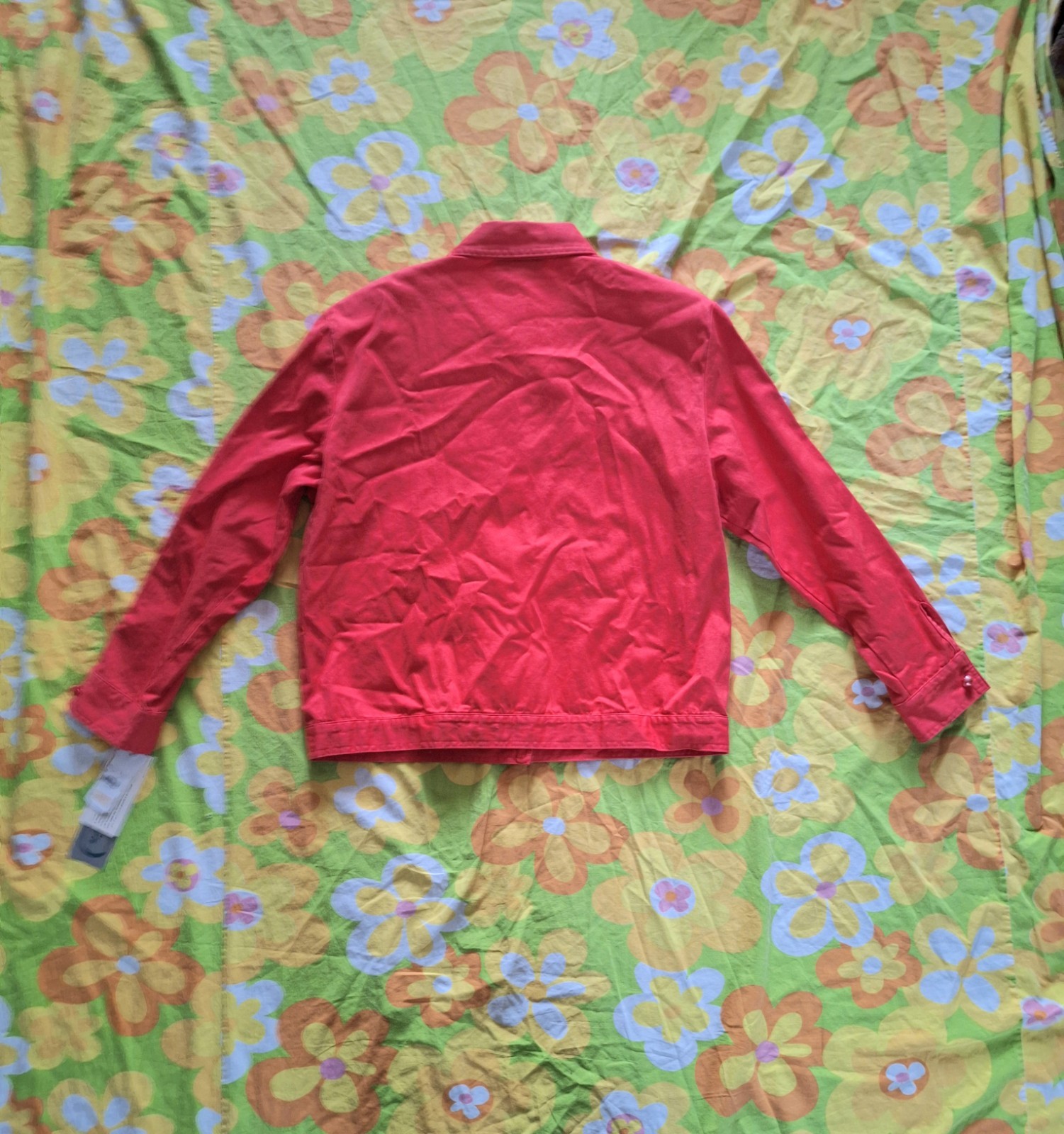 90s Vintage Bedazzled Coral Orange Pink NWT Deadstock Size L Denim Bomber Jacket