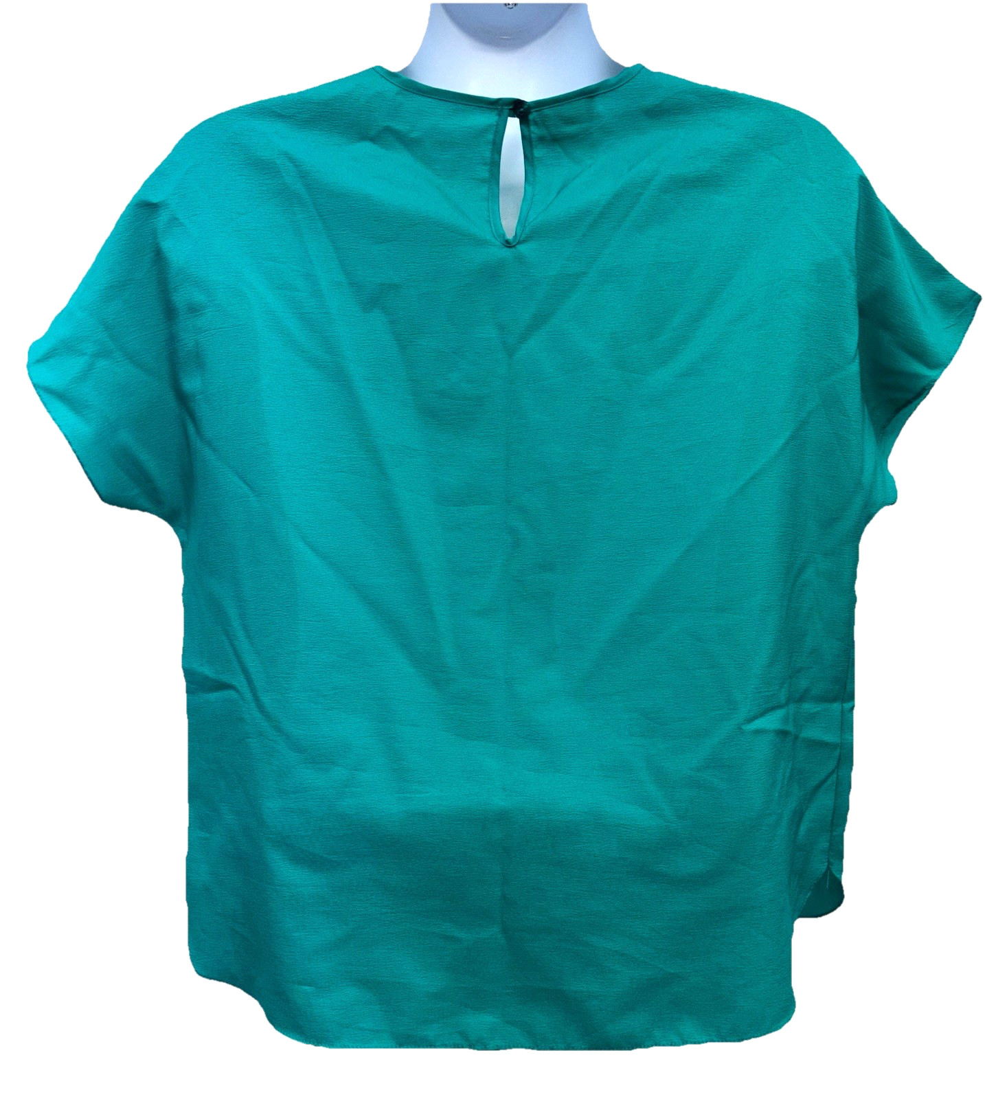 VTG Lauren Lee Women Size M Short Sleeve Button Keyhole Closure Top Chiffon Teal