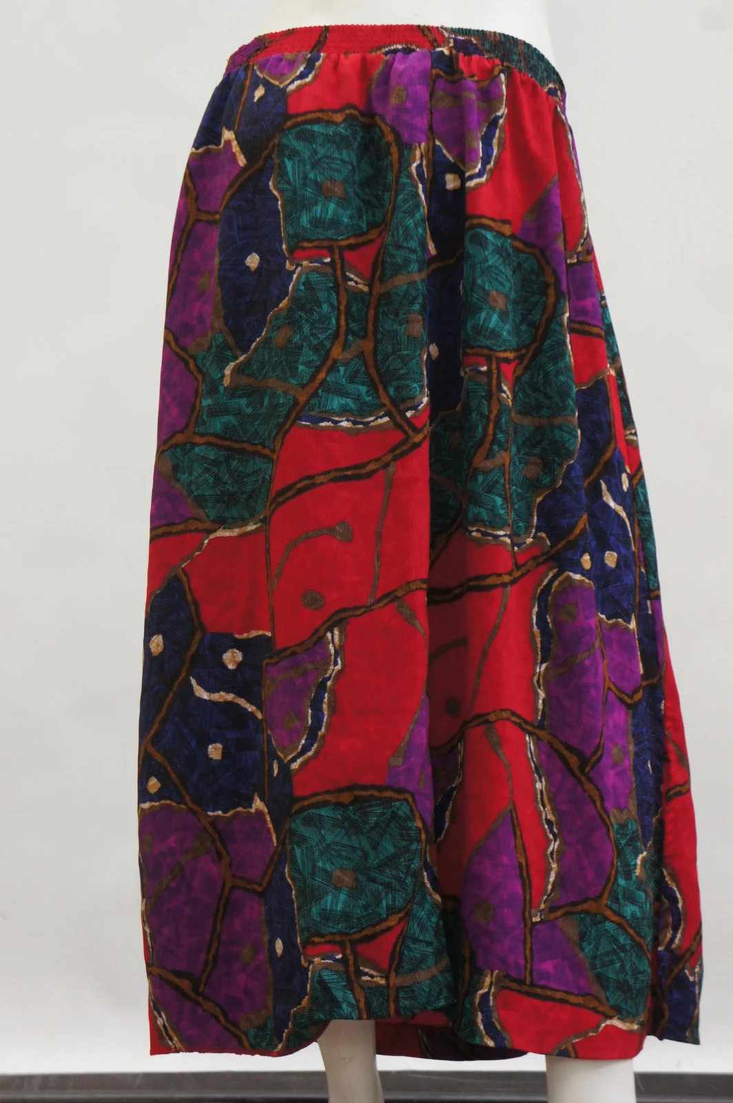 Vintage 80s Colorful Abstract Print Midi Skirt By Joyce Retro Boho