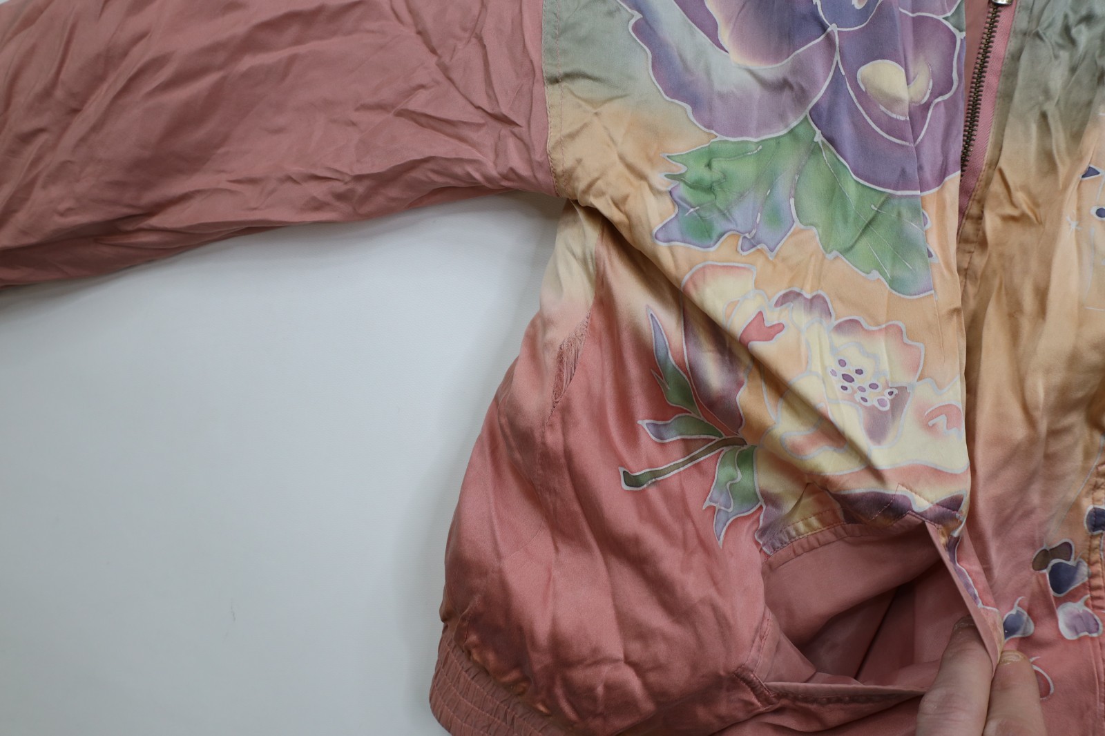 Vintage 90s Streetwear Womens Large 2 Piece Silk Flower Track Suit Outfit Set