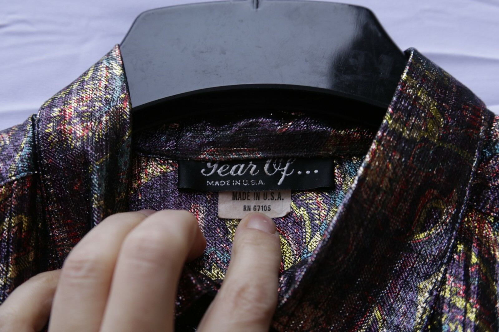 VGT Year Of Metallic Iridescent Paisley Disco Shirt Christmas 90s GLAM Shiny M/L