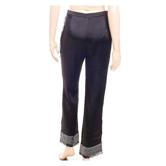 MM MOISELLE Vintage RARE Sequin & Chiffon Trim Satin Dress Pants Y2K 38 2 189