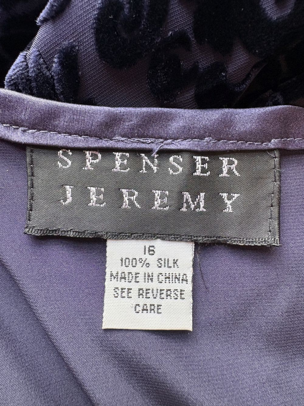vintage Y2K dress jacket set Spenser Jeremy navy-plum silk burnout velvet L 16
