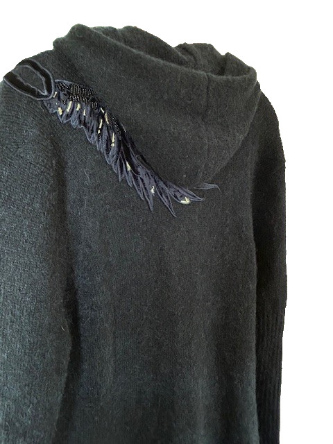 Miss Sixty Cardi Sweater Vtg SM Coat Wool Mohair Blue Embroidery Wings Applique