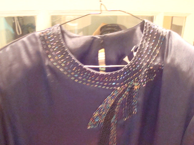 Vintage 70’s 80’s Black Susan Hutton Poly Blouse Beaded Sz 14 New