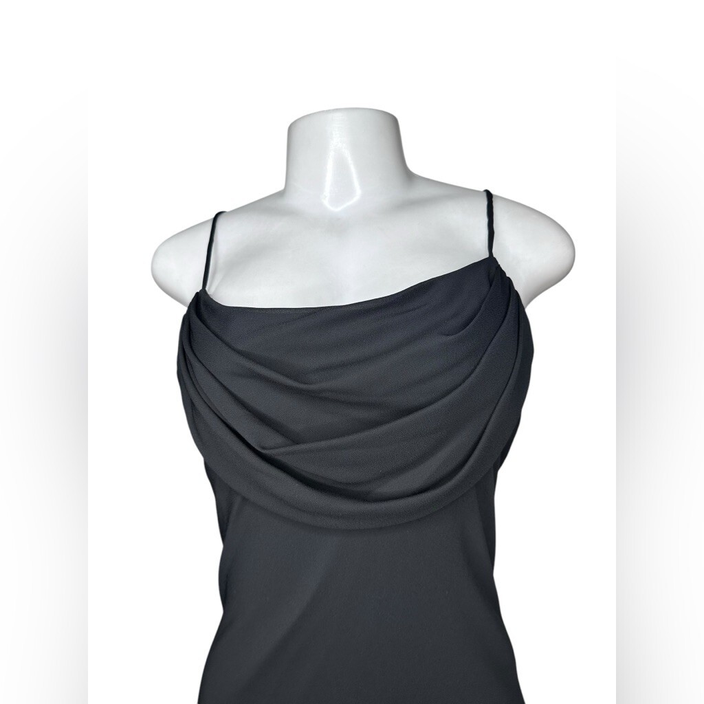 Vintage 90’s Y2K ONYX Nite Black Draped Gown Long Dress | Size 10 | Made in USA