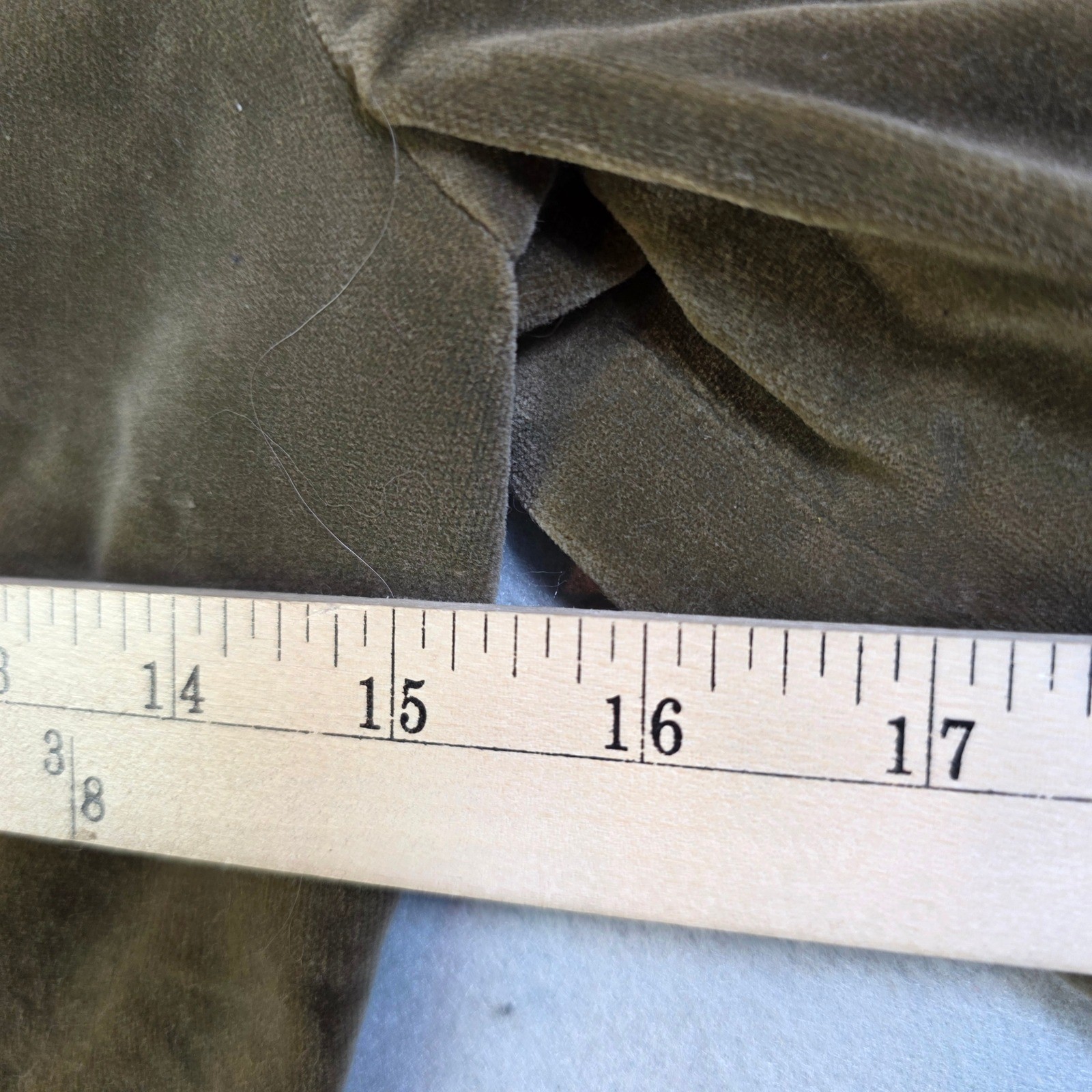 Maggi Stover Vintage Olive Green Velvet Dress Peter Pan Collar Distressed
