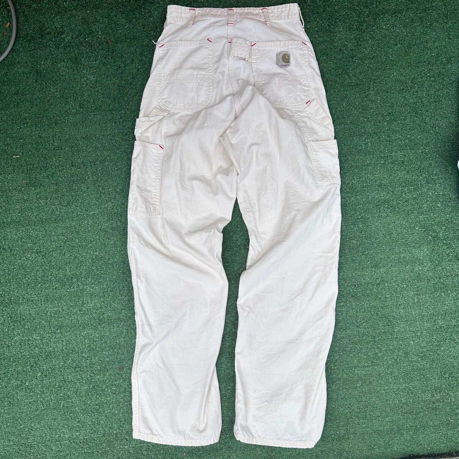 Vintage 60s 70s Carhartt White Double Knee Work Pants Talon 42 Zipper Mens