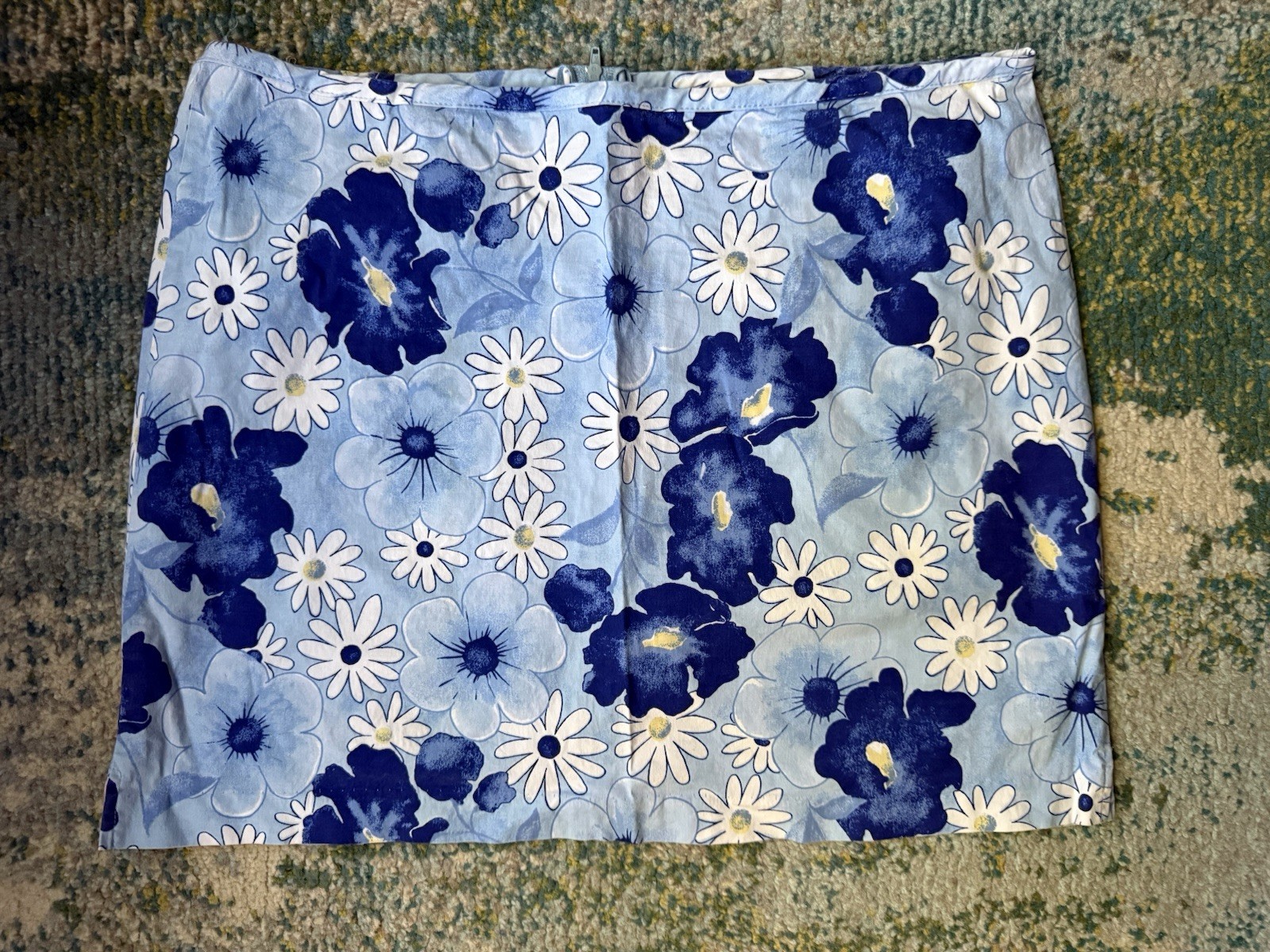 Vintage Tangents blue flower power mini skirt, size 13/14