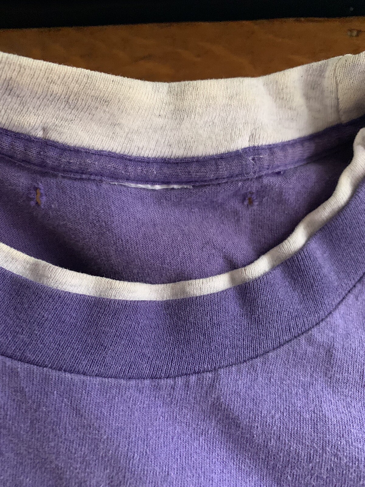 Vtg 90s Panama Jack Granny TShirt L ? Purple Shells Glittery Distressed Sea